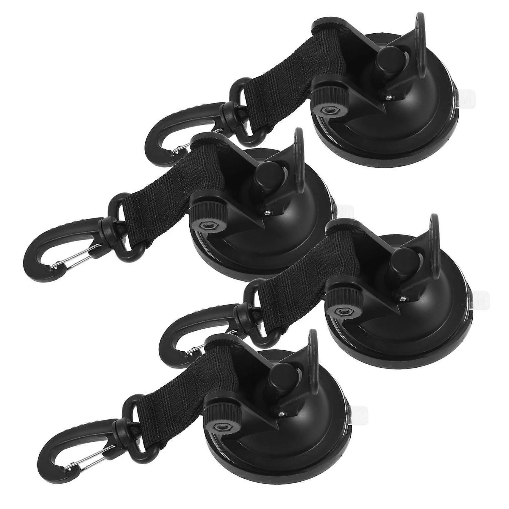 Pack of 4 Suction Cup Hooks with Straps for Car Tents, Heavy Duty Vacuum Hooks for Camping and Outdoor Use