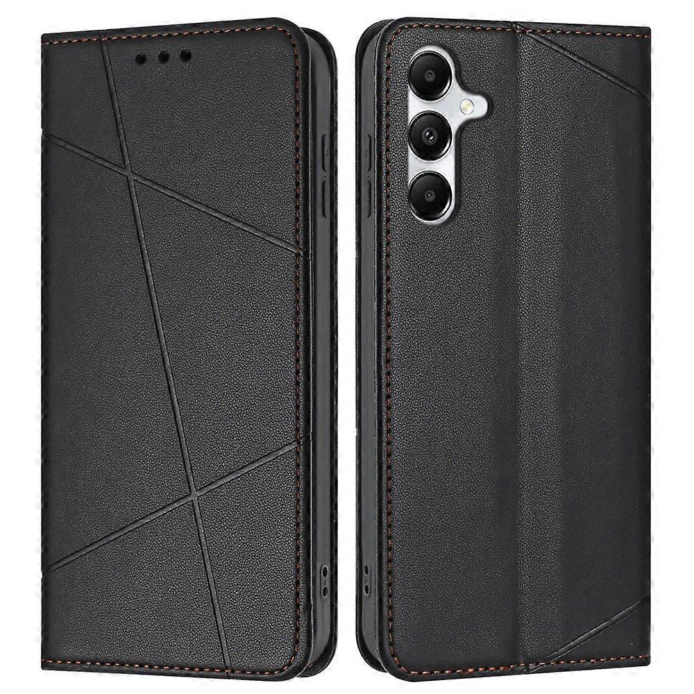 Compatible For Samsung Galaxy A17 5G Wallet Case Line Imprinted Leather Stand Phone Cover with Wrist Strap