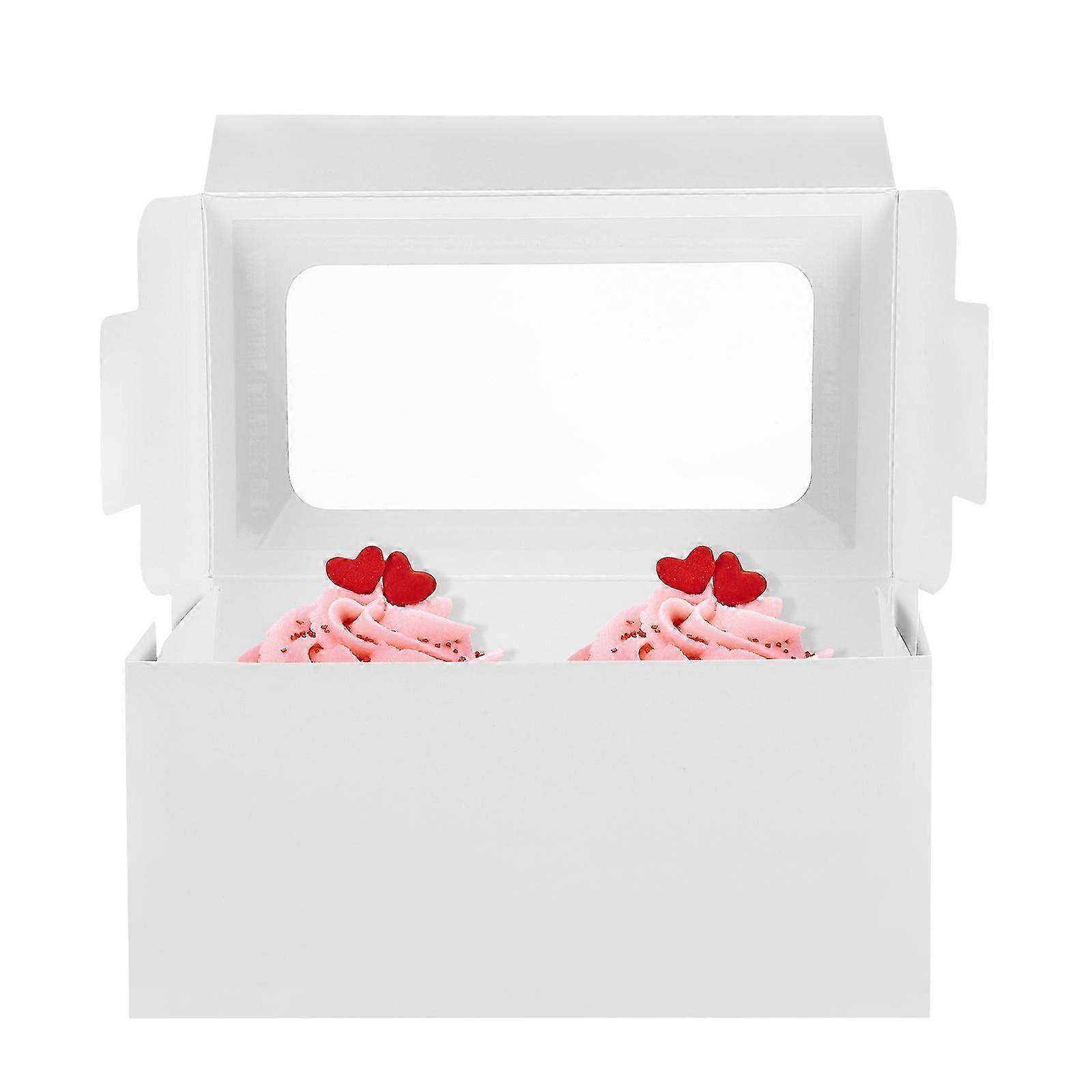 Pastry Bakery Box White Cardboard Rectangular With Window Display For Pastries Bakers 10Pcs