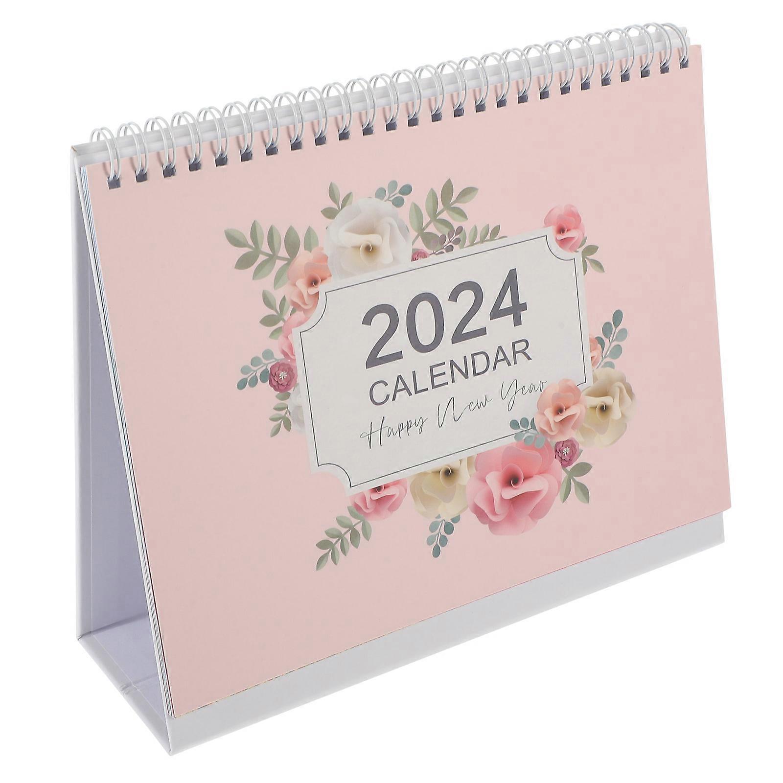 Large Floral Standing Desk Calendar 2024 For Adults Office Use Multi Colorful Design 1Set