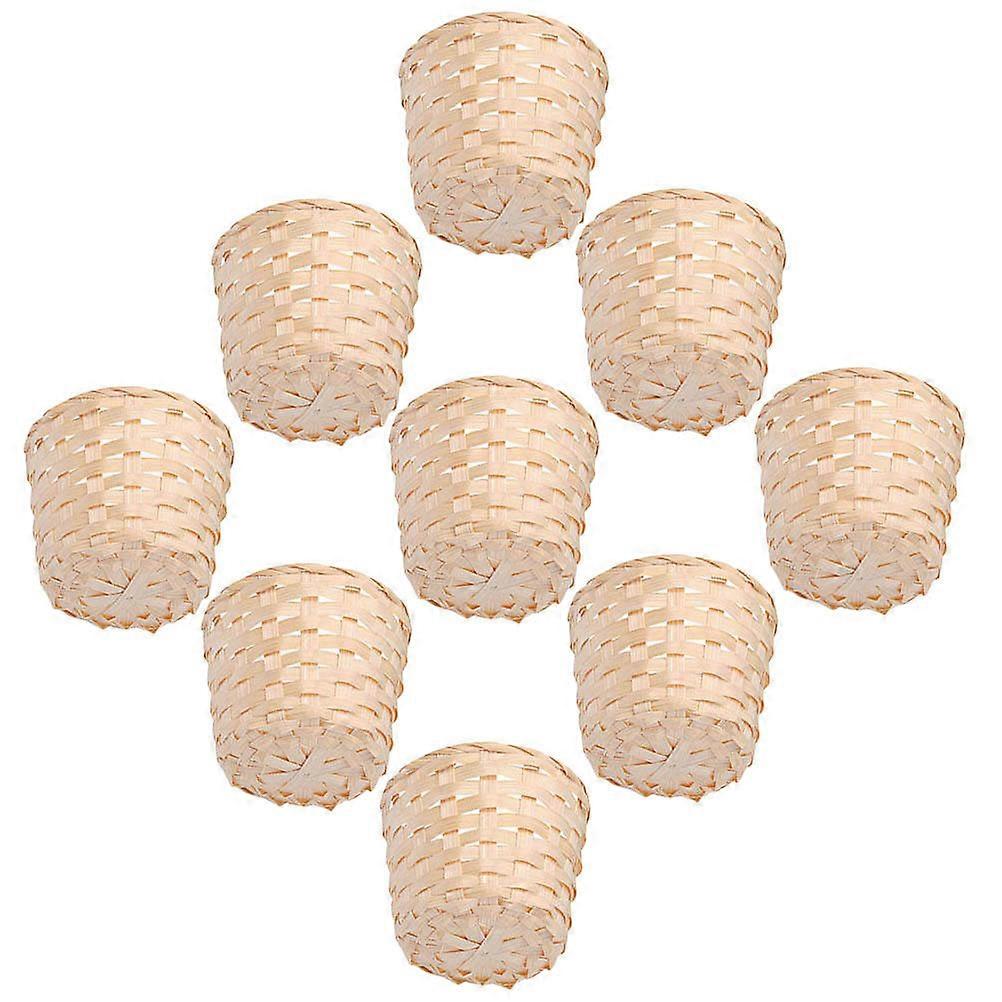 Bamboo Basket Sundries Organizer for Storage Use 9Pcs Beige Desktop Storage