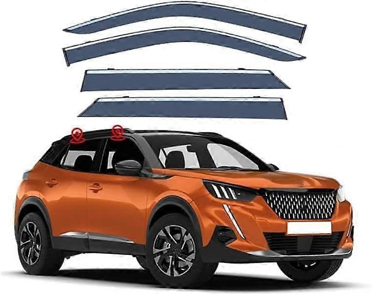 4-Piece Auto Wind Deflector For Peugeot 2008 MK2-P24 2020-2022, Side Window Rain Guard Accessories, Durable Design