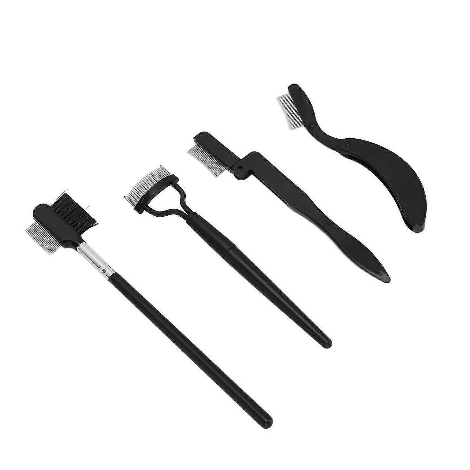 4-Piece Folding Eyebrow Comb Set with Eyelash Separator for Grooming