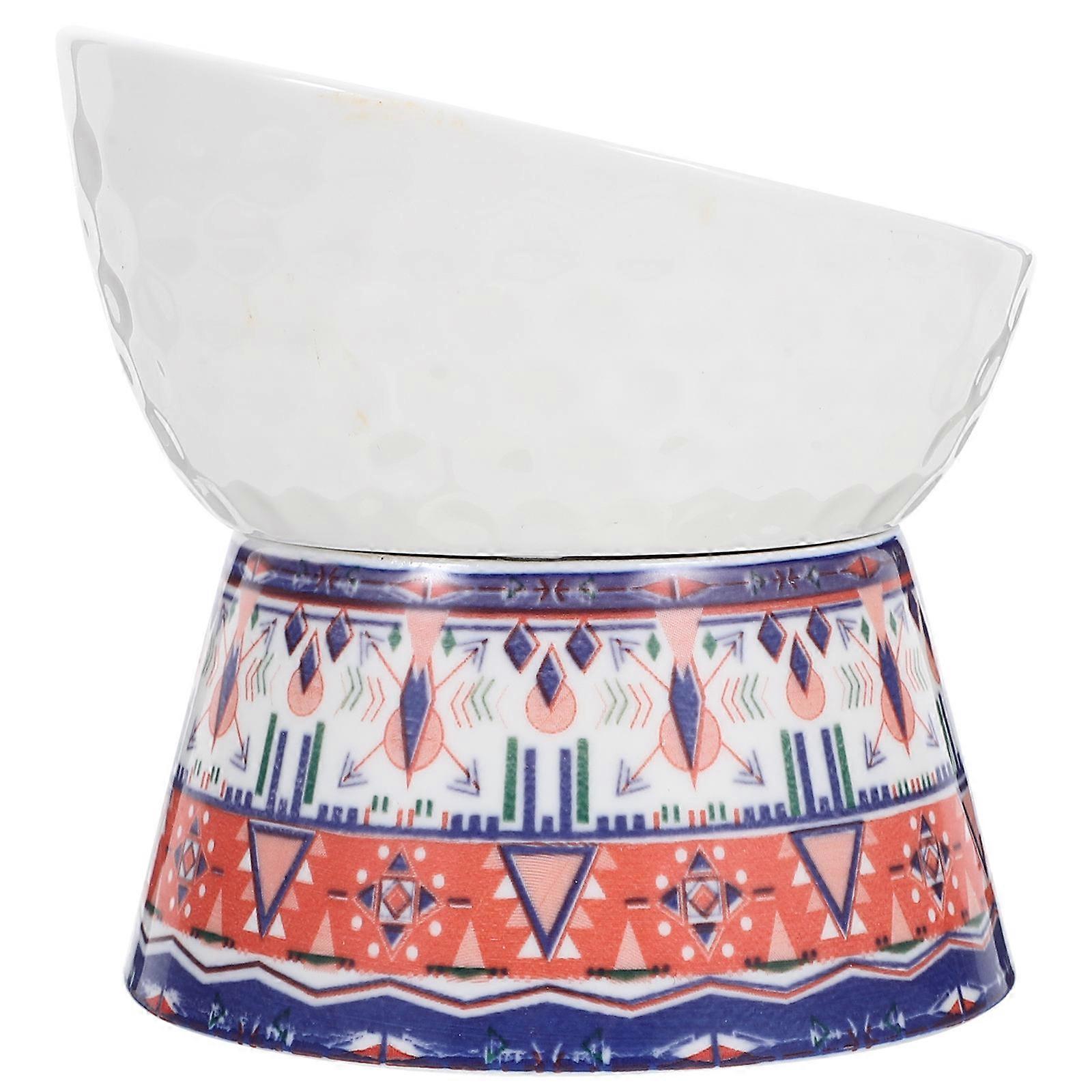 Bohemian Style Pet Bowl Cat Feeding Time Stable Bottom Reduce Vomiting 1Pack