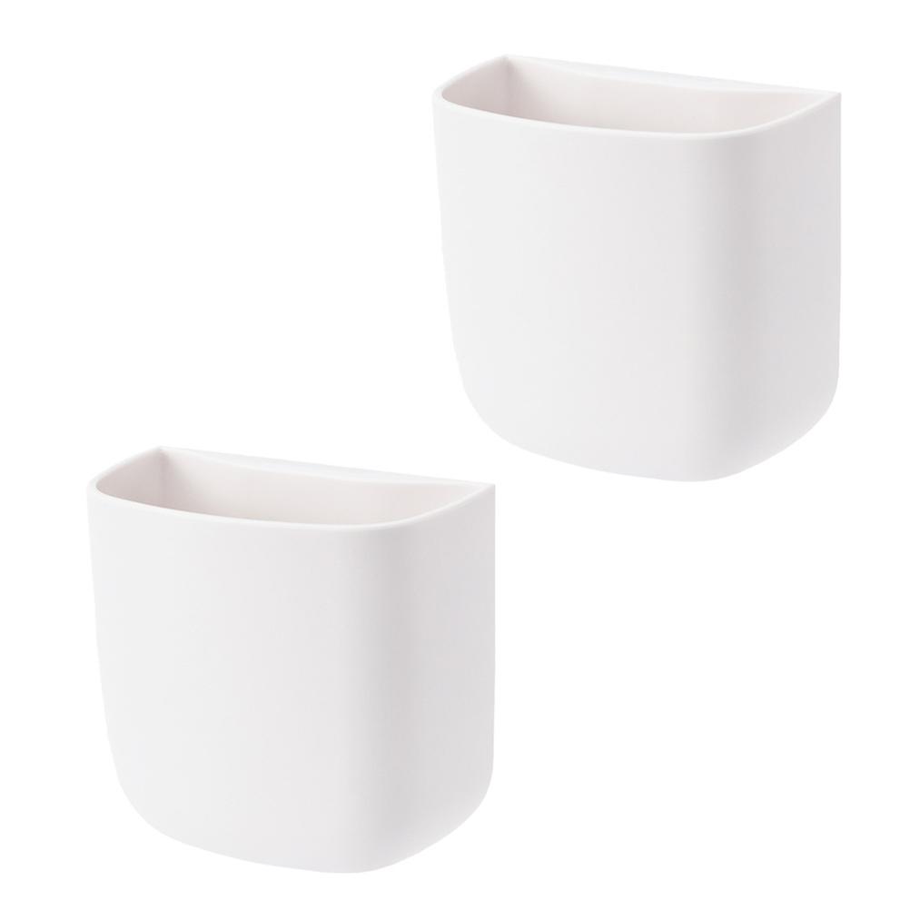 White Wall Hanging Storage Box for Cell Phone and Controller 2 Pieces