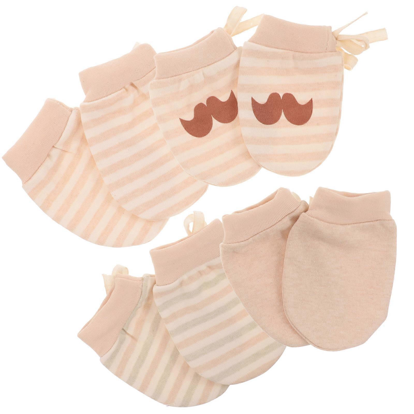Newborn Hand Mittens Cotton Mittens for Infant Daily Use Assorted Color No-scratch 4 Pairs