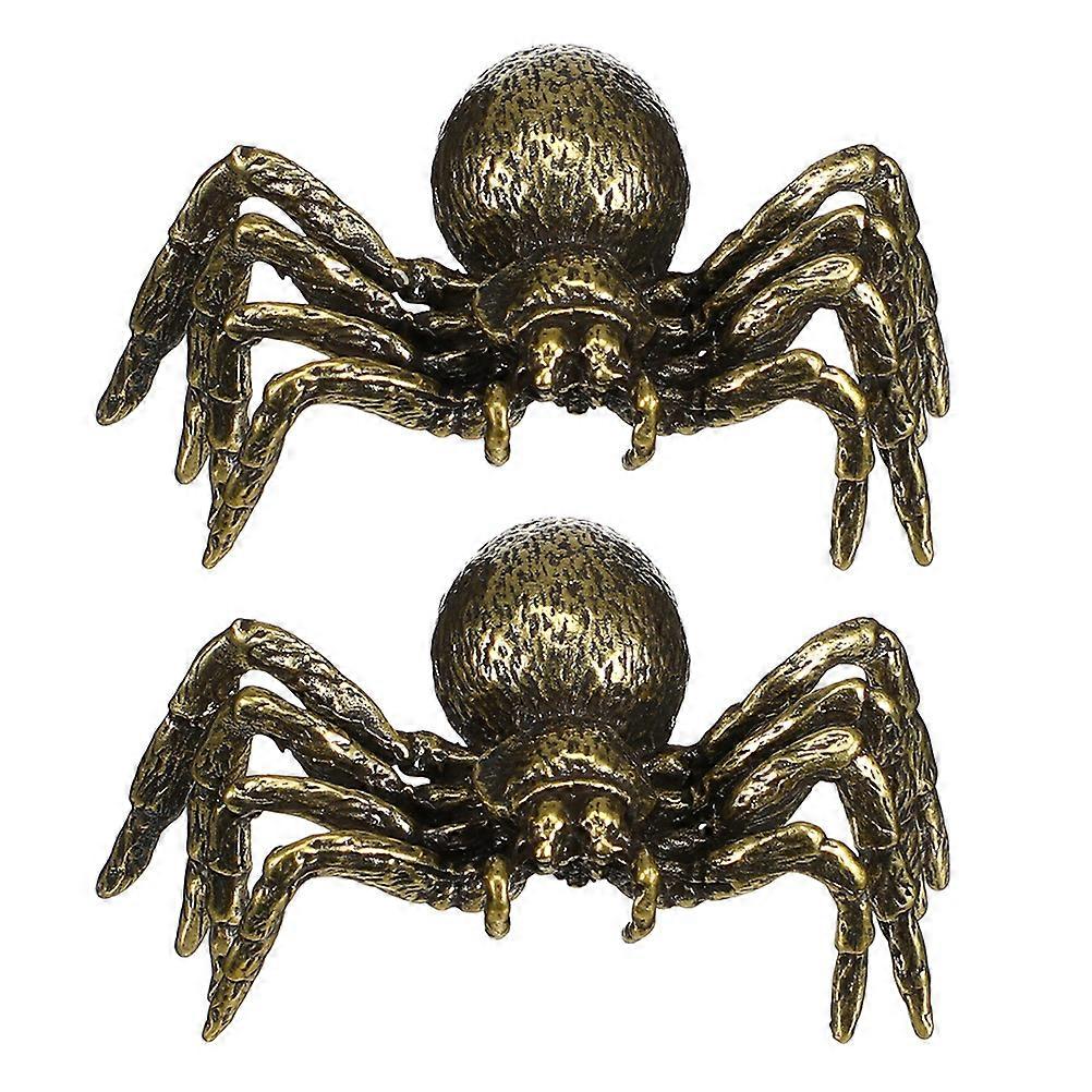 Copper Spider Brass Lid Holder for Decor 2Pcs Creative Spider Adornment