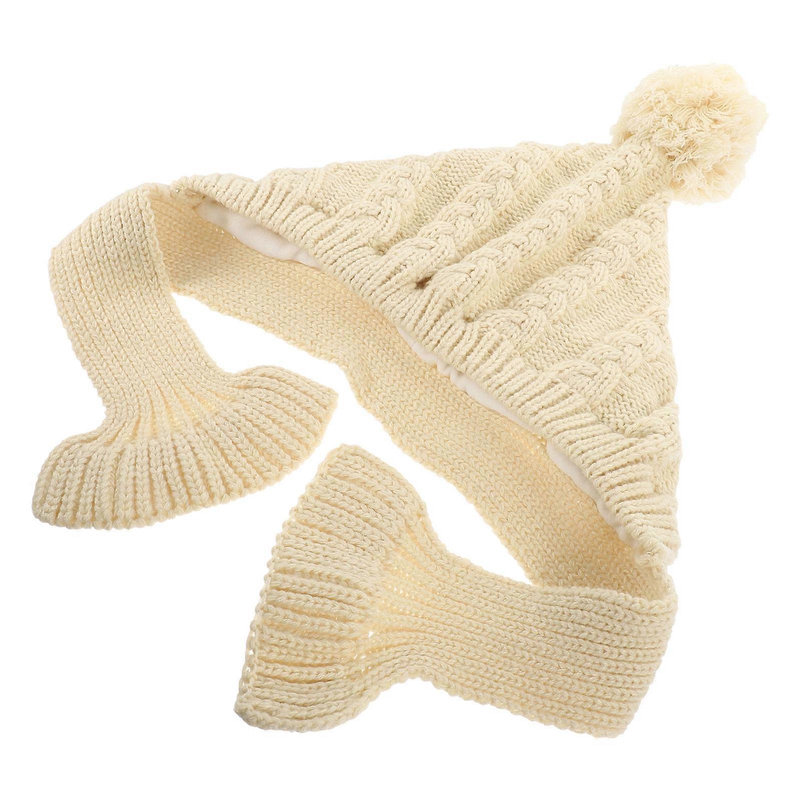 Knitted Pet Hat And Scarf Warmth Insulation For Dogs In Winter 1 Set