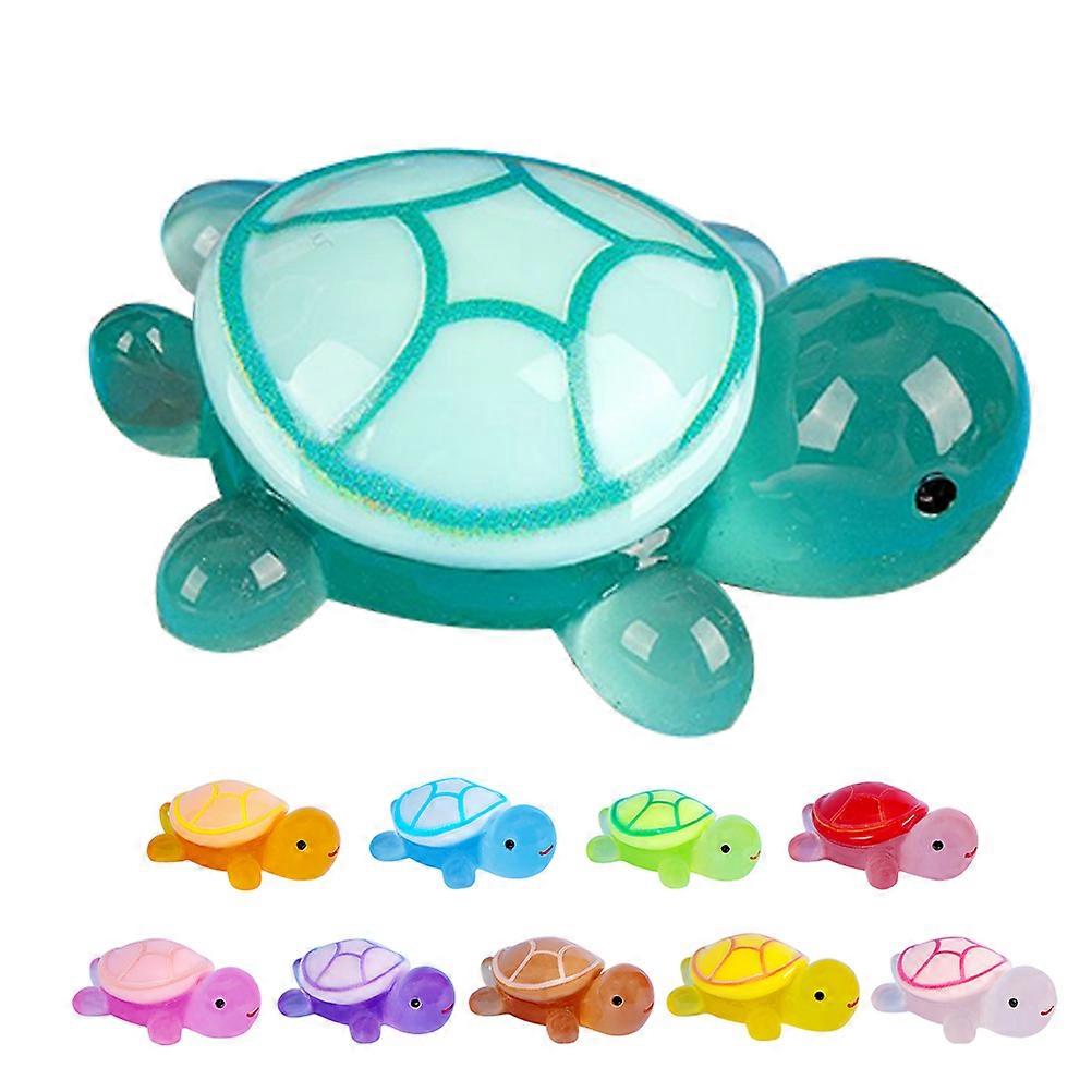 Luminous Turtle Figurines Glow in the Dark Mini Resin Decor for Garden, Living Room & Micro Landscape – Durable Cartoon Turtle Statues with Fine