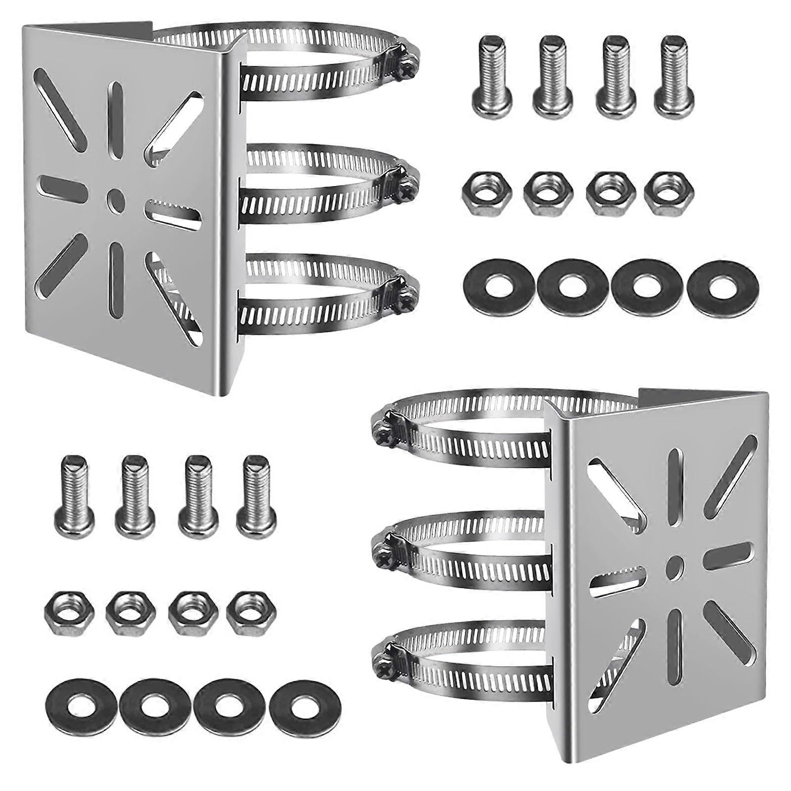 Mast Mount For Surveillance Camera 2-Pack Universal Pole Bracket With 6 Adjustable Loops Metal Corner Wall Mount CCTV