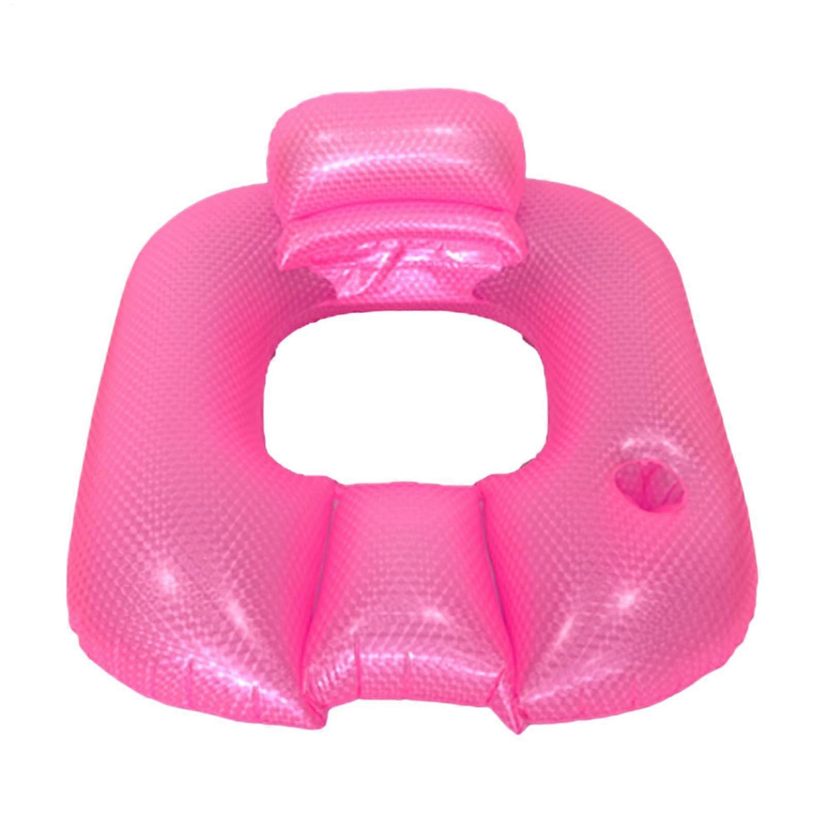 Poolliege PVC Inflatable Pool Lounger With Cup Holder And Armrests For Pool River Lake Pink