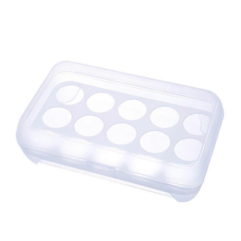 Egg Storage Box with 15 Compartments, Transparent Colorful Tray, Non-Toxic Safe Material, White