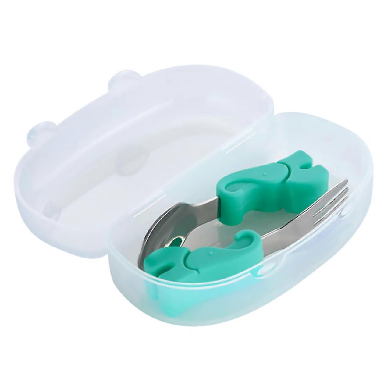 Stainless Steel Training Utensil Set for Boys - Short Handle Fork and Spoon Safe Design, 1 Set