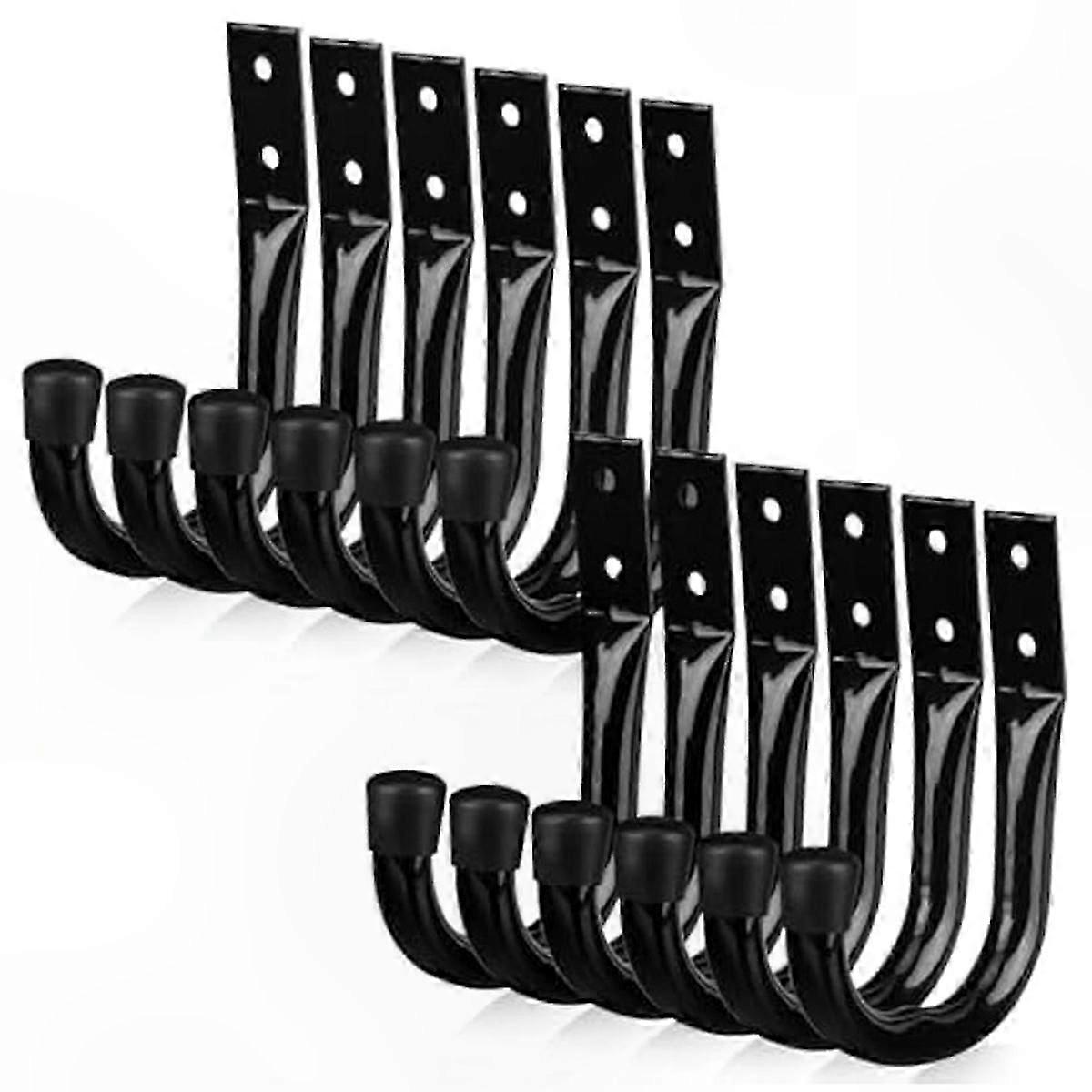 Durable Wall-Mounted Hooks for Garage Organization, 12-Pack Multi-Use J-Hooks for Bikes and Tools