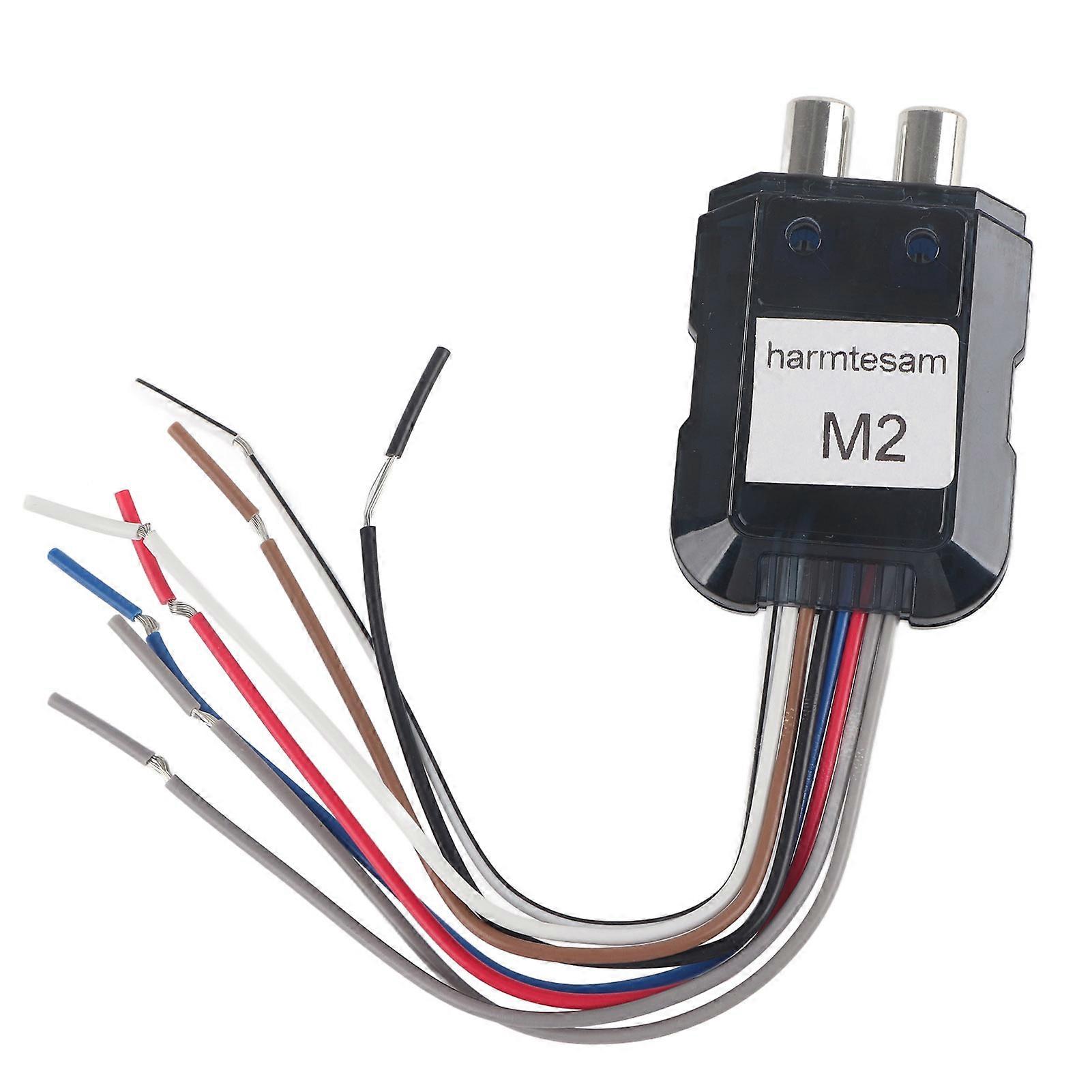 Car Stereo Subwoofer, 2-Channel High to Low Audio Converter with Power Amplifier Control Cable