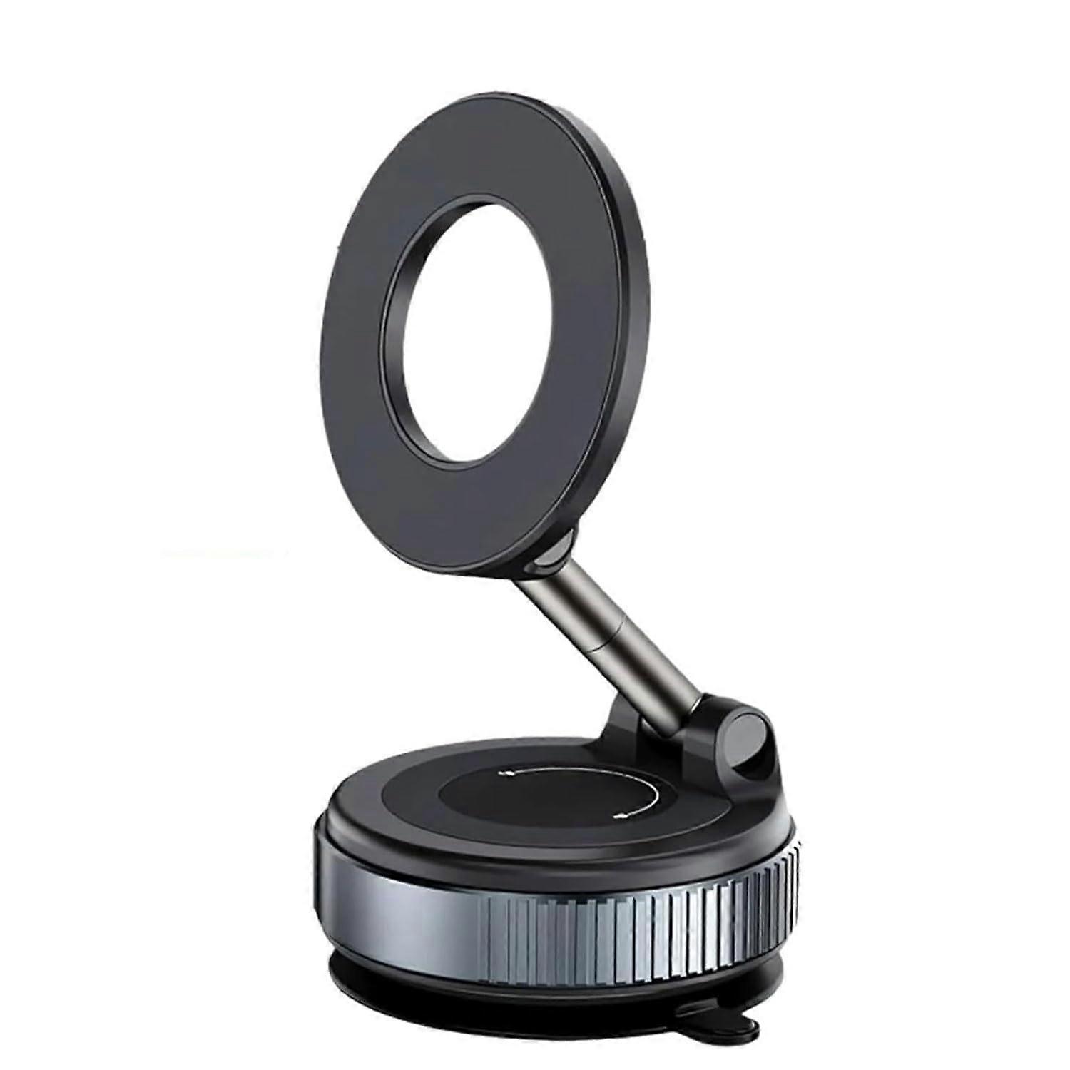 Phone Holder, 360° Adjustable Vacuum Magnetic Mount, Compatible with All Smartphones & Car Models, Black-A
