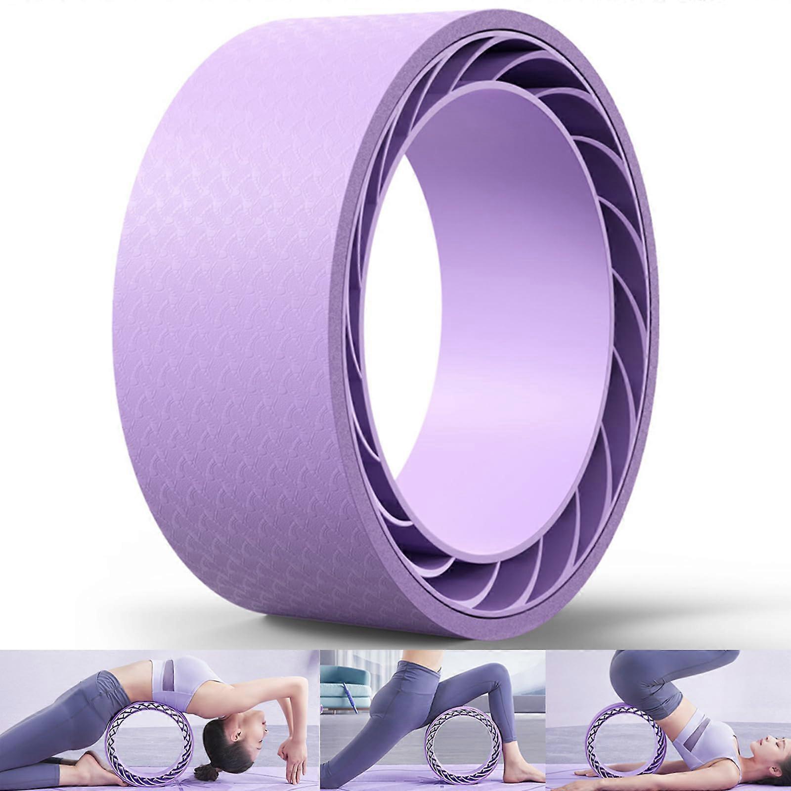 Yoga Rings Back Roller Wheel Foam Padded Back Stretcher with Spine Cradle Purple Large