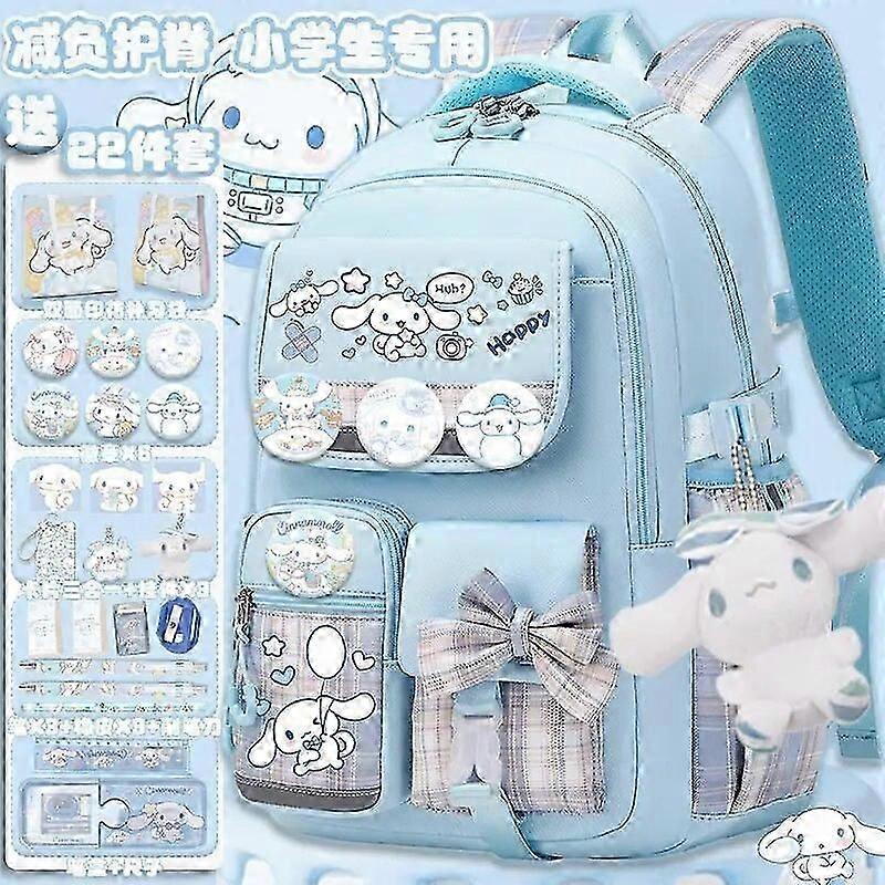 女の子のためのかわいいシナモロールプリントスクールバックパック-キャンパスと旅行のためのカワイイエステティック大容量モチラ