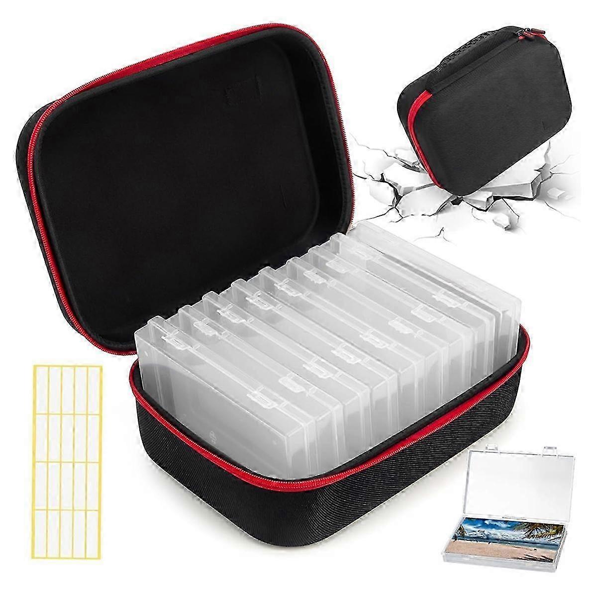 Photo Storage Box 4x6 with Hard Case, 9 Inner Photo Organizers and Storage, Transparent Plastic Photo Storage Containers