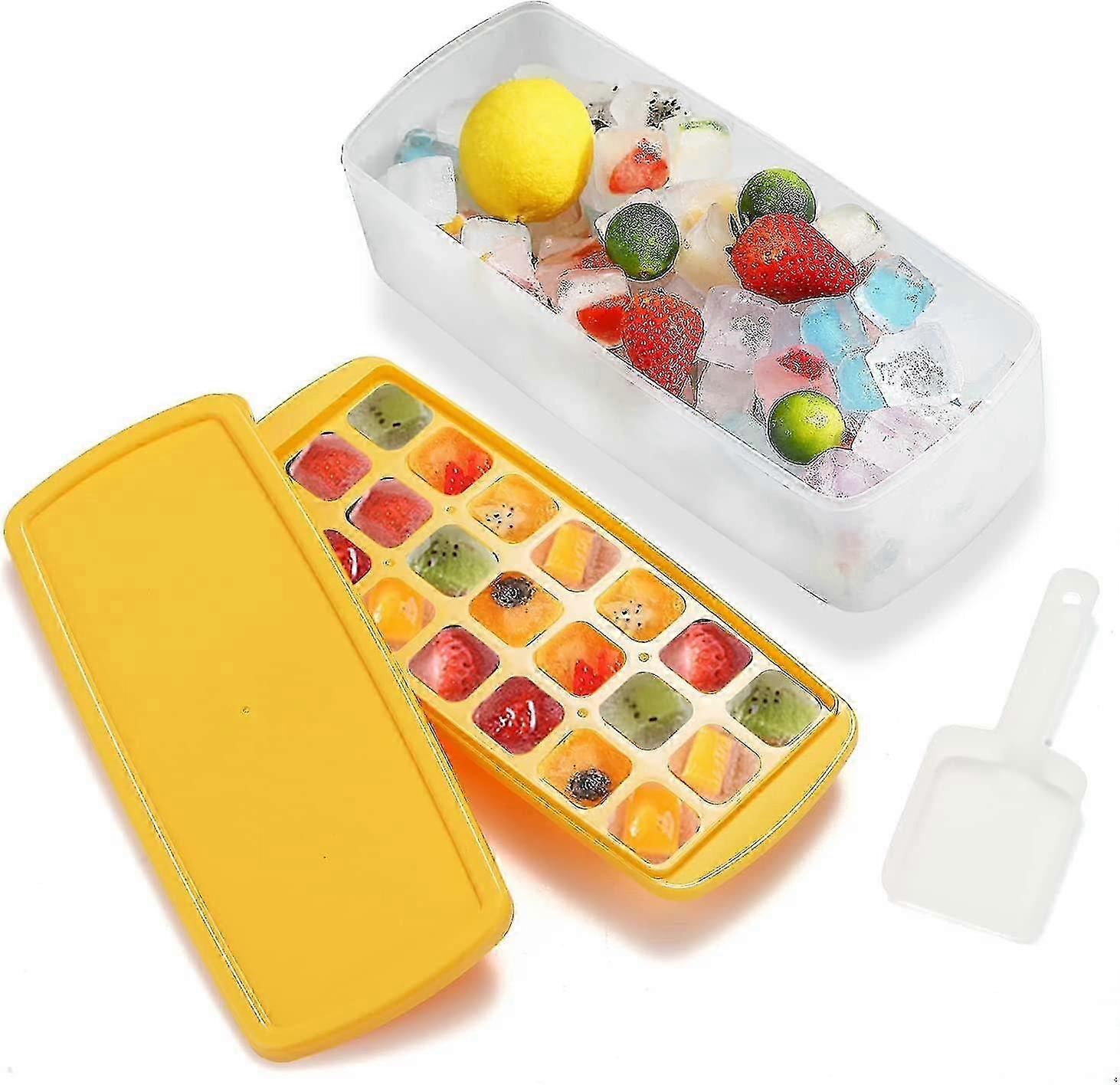 Ice Cube Tray With Lid Ice Maker Silicone Square Ice Cube Mold With...