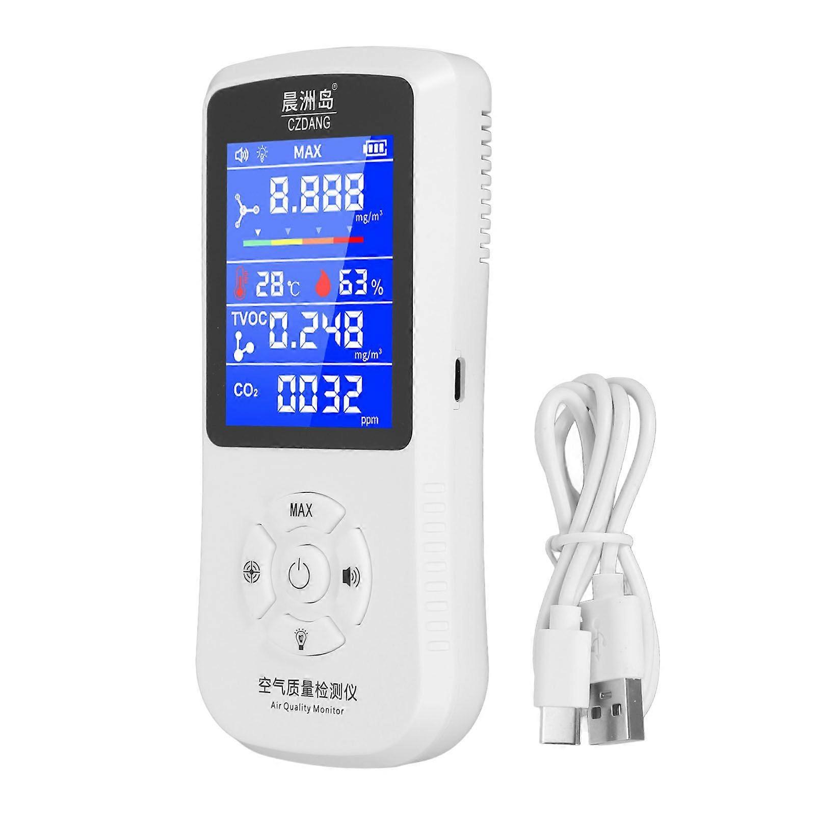 Air Quality Monitor High Accuracy Color Screen HCHO CO2 Gas Monitor Alarm Detector