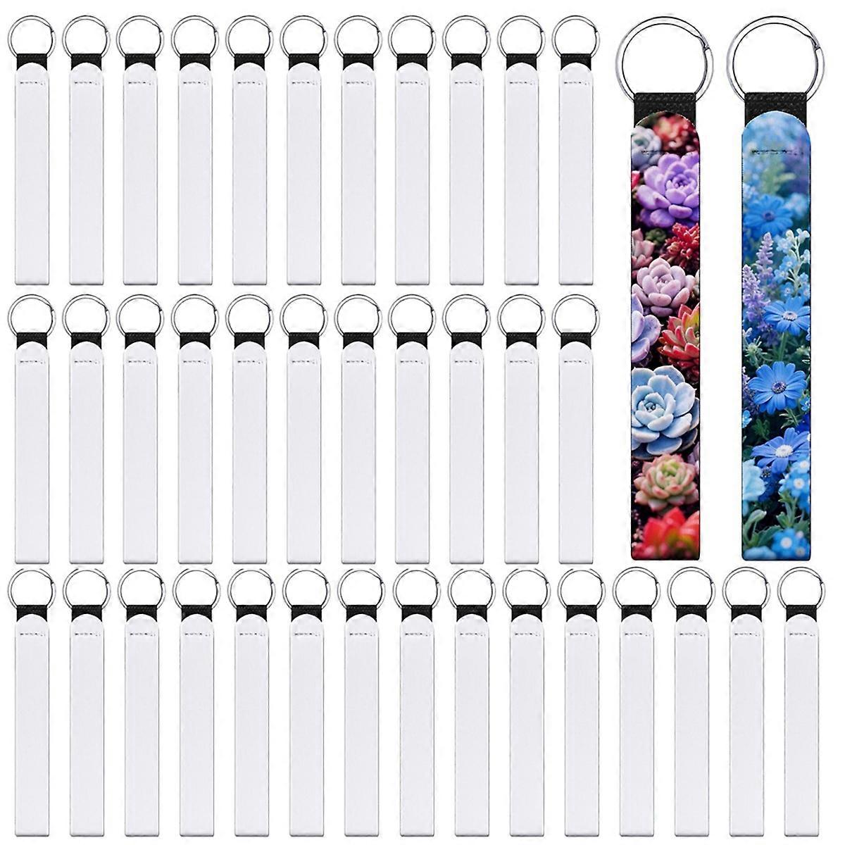 40 PCS Sublimation Wristlet Blanks Keychain Bulk White Neoprene Sublimation Lanyard Keychain Holder for DIY Crafts