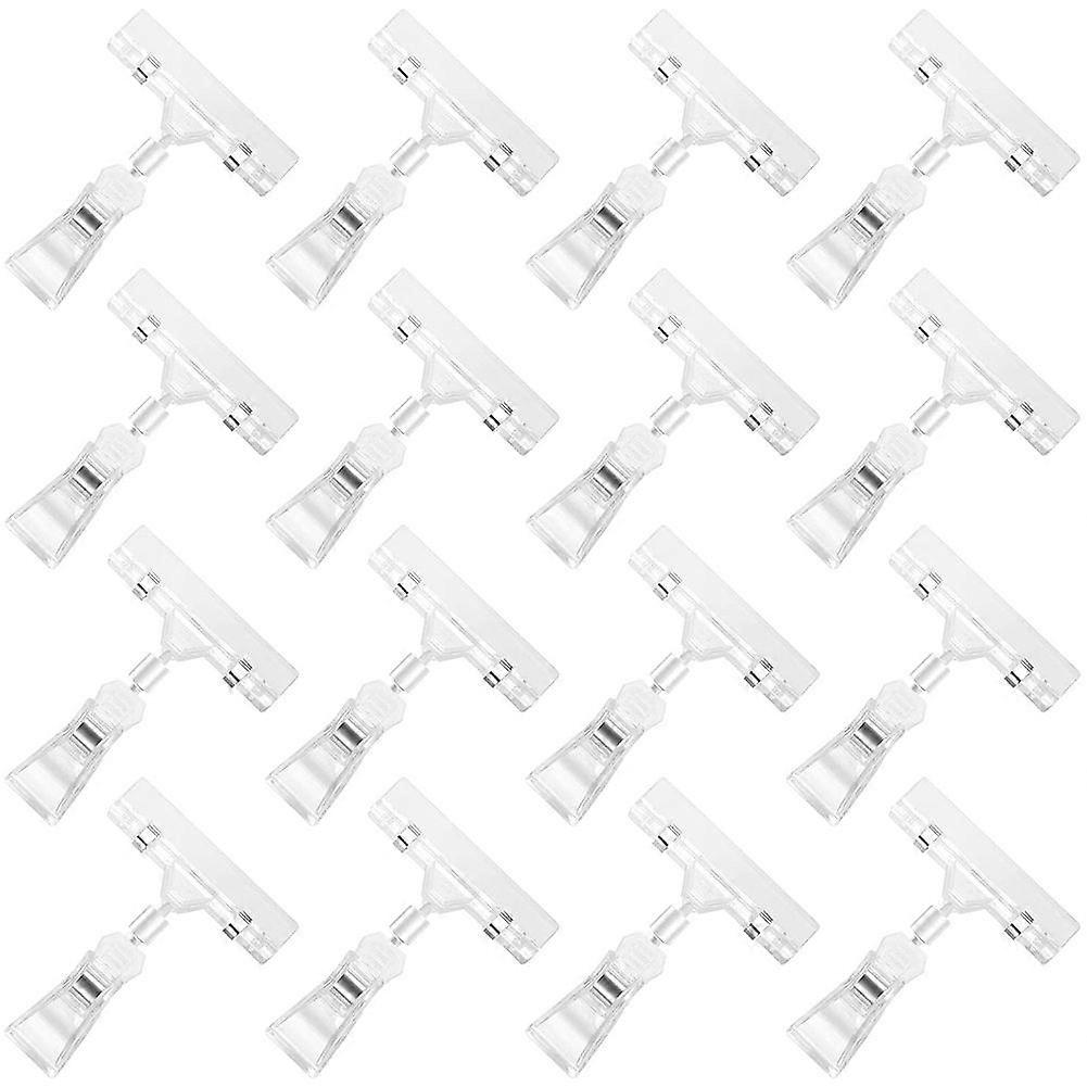16Pcs Clear Sign Clips Plastic Clip Sign Holder Stand, Swivel Clips Signs Tag Signs