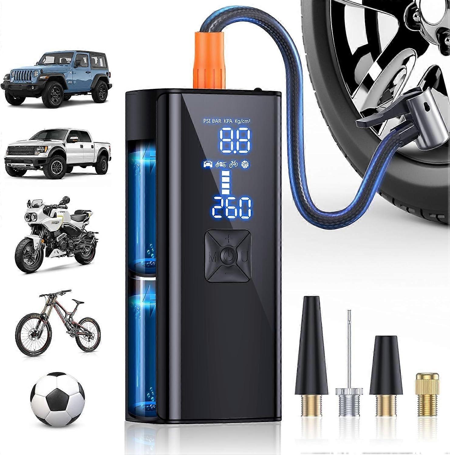 Tire Inflator Portable Air Compressor, 150PSI & 2X Faster Portable Air Pump with Digital Pressure Gauge, 8000mAh Cordless Air Compressor for Car, Bike