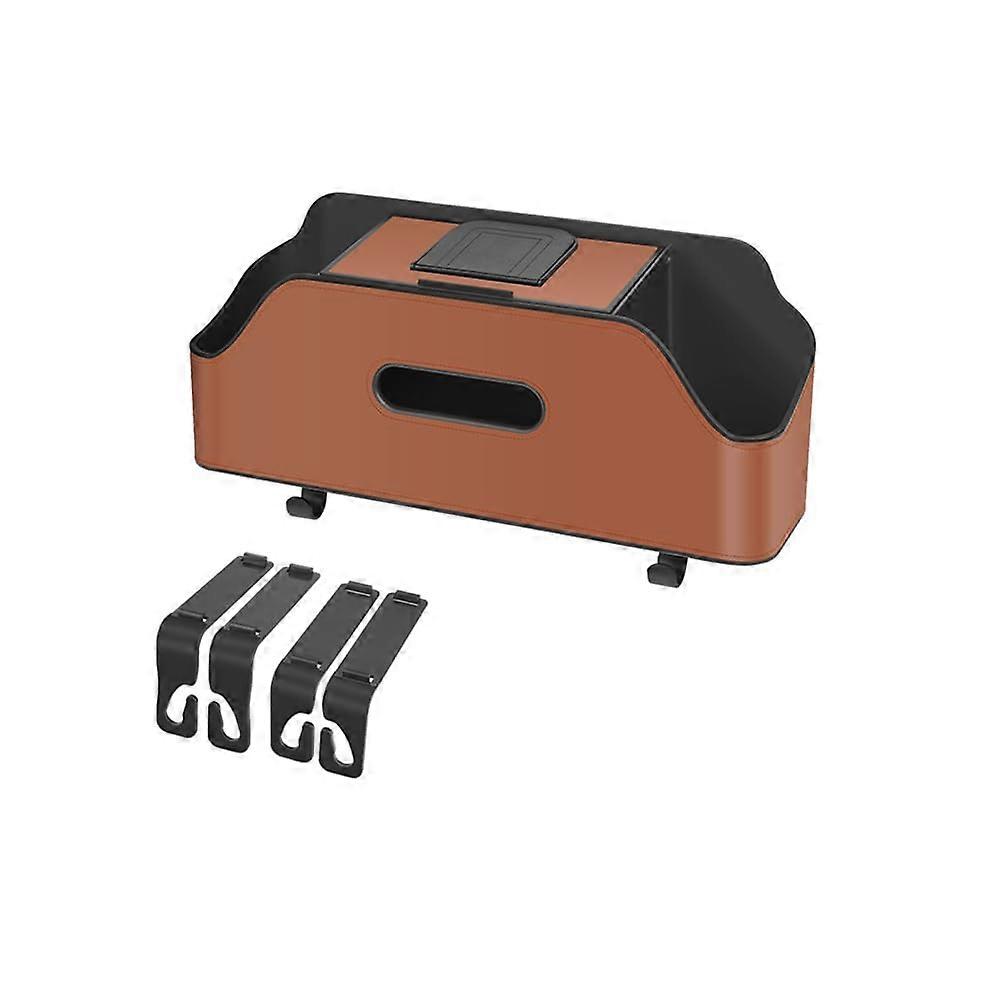 Car Seat Back Storage Box For BYD Seal U DMi , 2 Cup Holders, Phone Holders, Hooks, Tissue Box, Orange