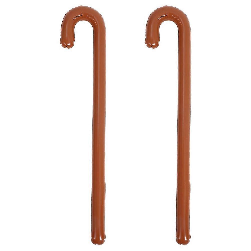 2pcs Inflatable Cane Blow Up Cane Party Decoration Funny Crutch Blowing-Up Toy Cosplay Simulation Walking Stick Balloon Inflatable Walking Stick