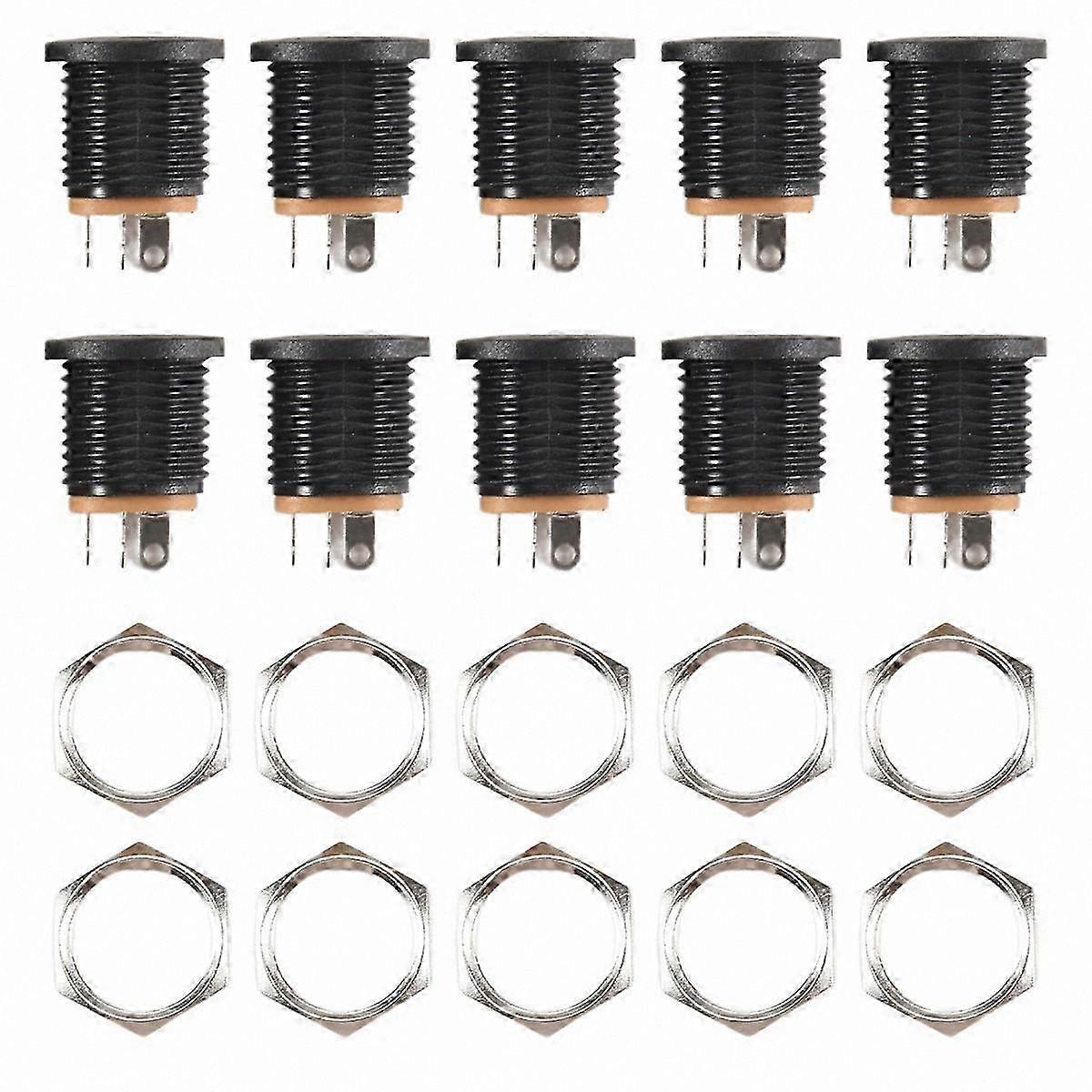 10 Pack 2.1x5.5mm DC Power Jack Socket for Panel Mounting