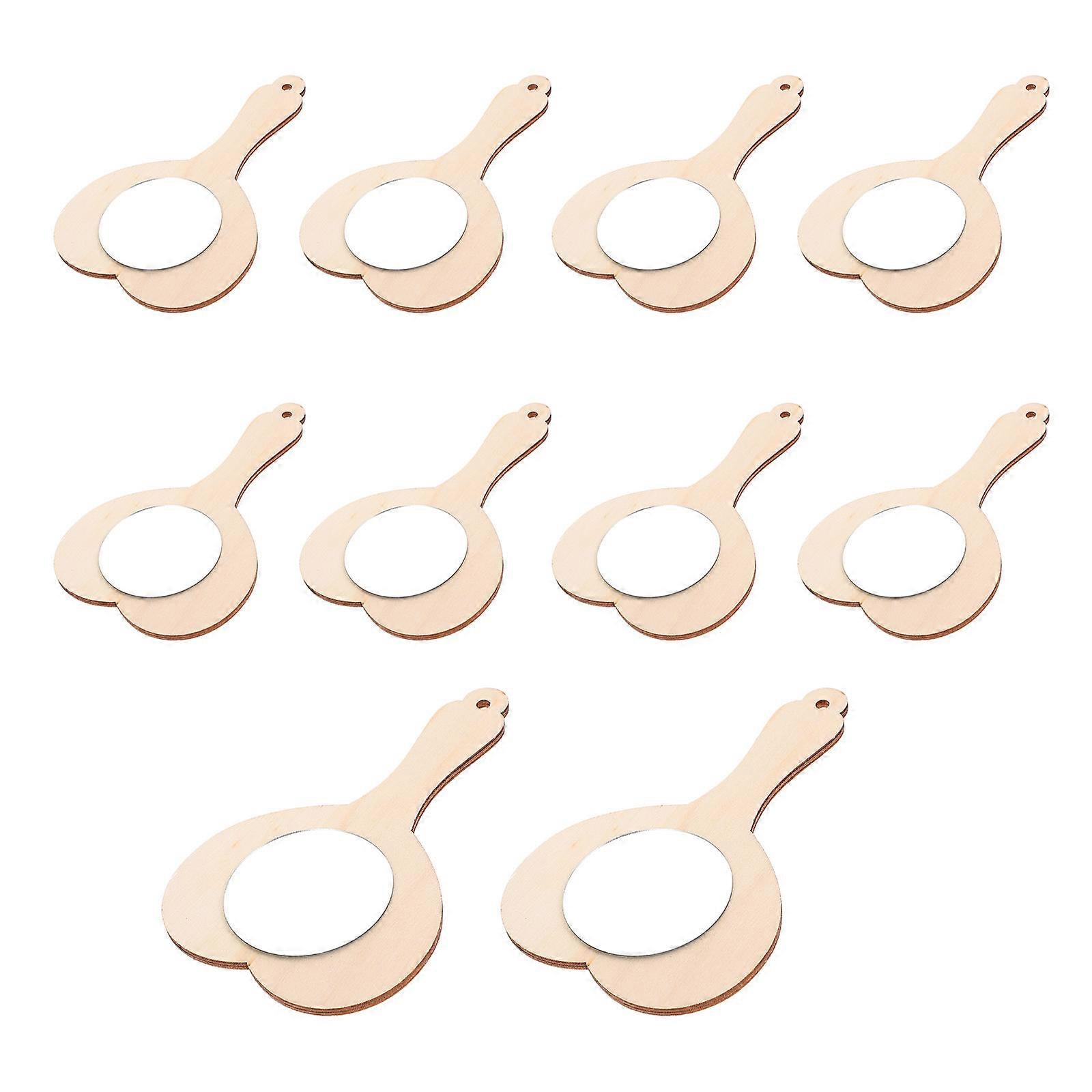 DIY Wooden Mirror Unfinished Handheld Mirror Craft Materials 40Pcs