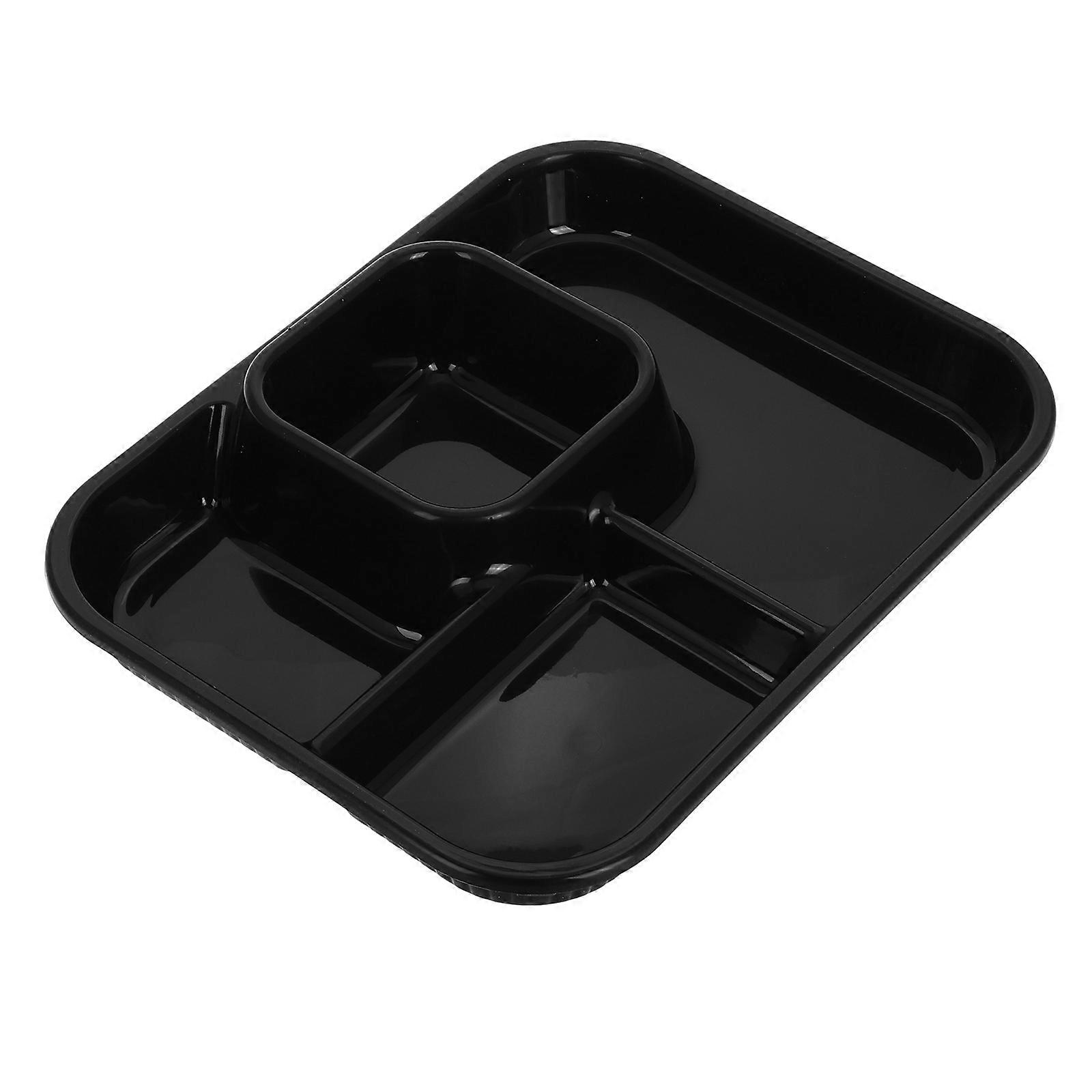 Black Divided Plate for Dip Serving with 4 Compartments 3Pcs
