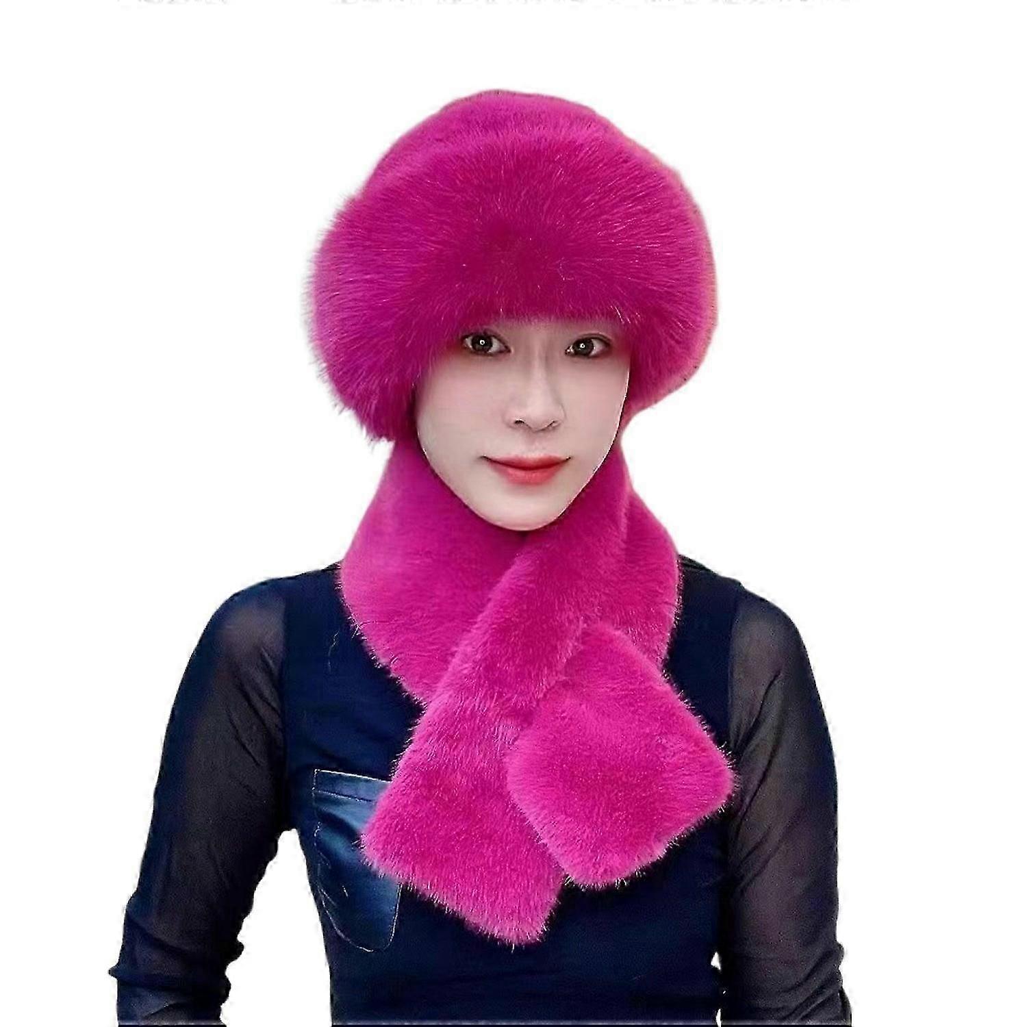 2 Pcs/Set Men Winter Mongolian Hat Neck Warmer Thick Stretchy Solid Color Ear Protection Keep Warm