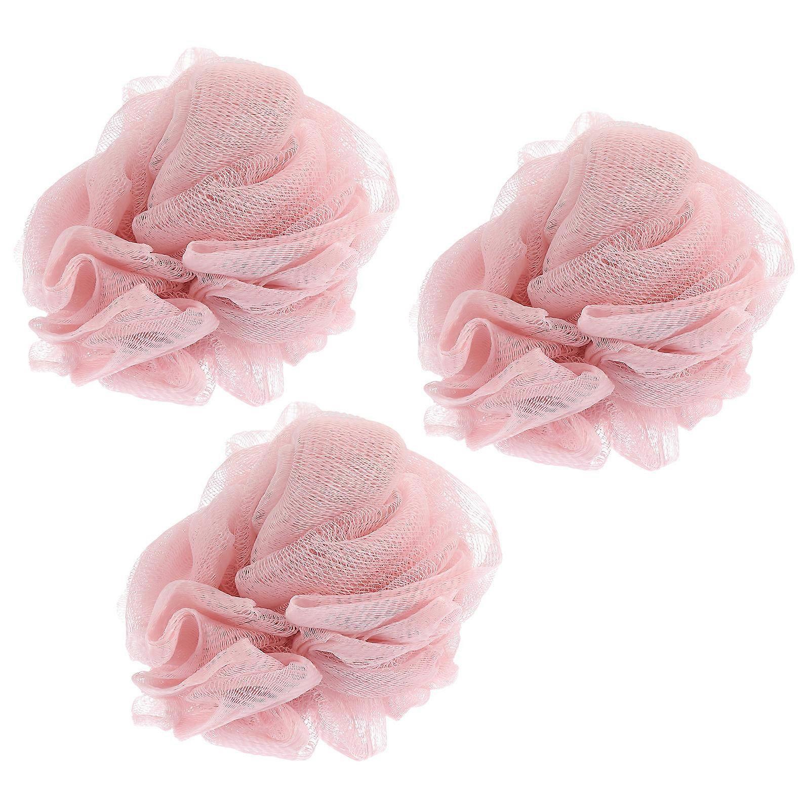 Bath Ball Comfortable Bath Scrubber Ball for Bathing Use 3Pcs Pink
