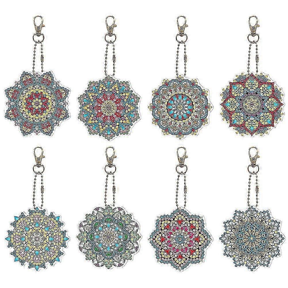 5/6/8pcs Double Sided Diy Diamond Painting Keychain Pendant Full Drill Special Shaped Cartoon Embroidery Christmas Decoration