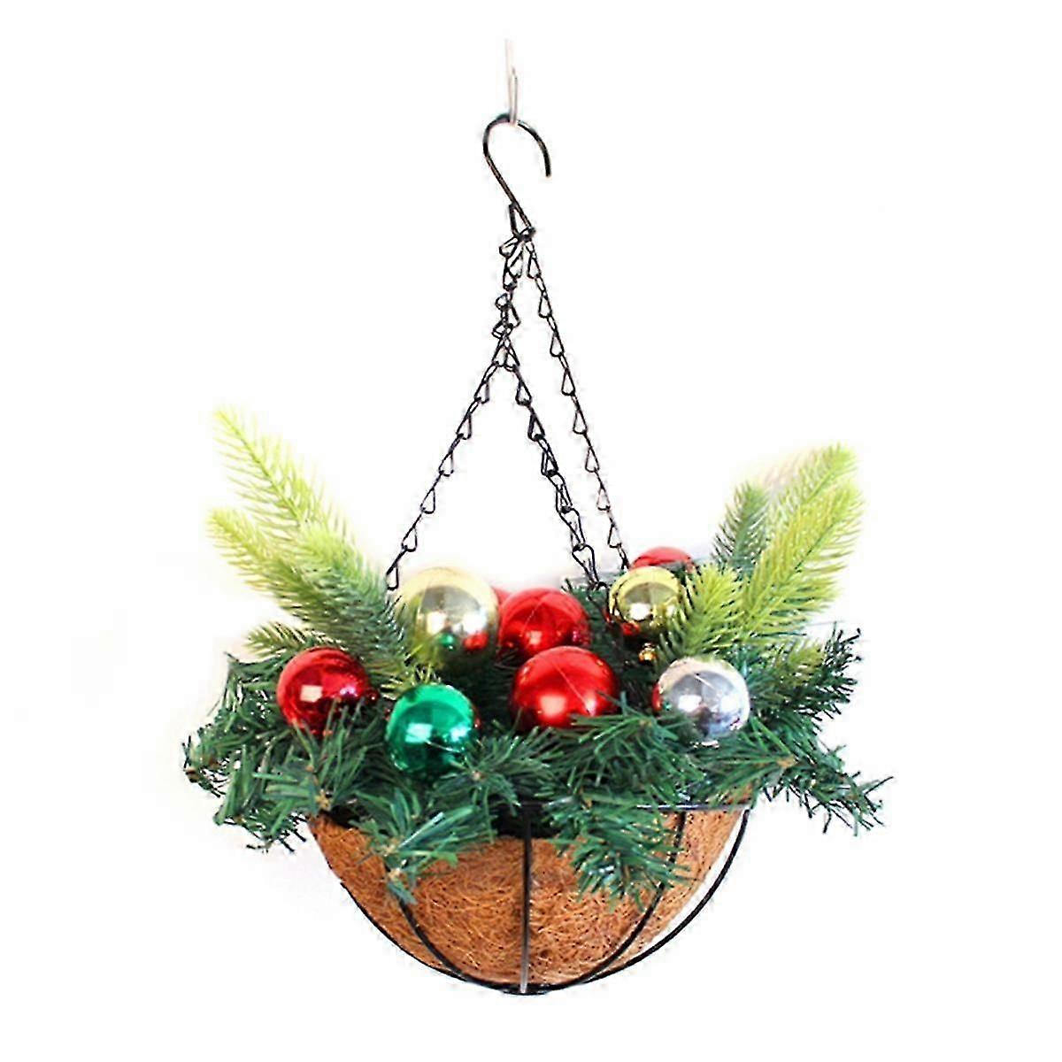 Artificial Christmas Hanging Basket,Decorated,Berry Clusters, Christmas-Collection Decor C