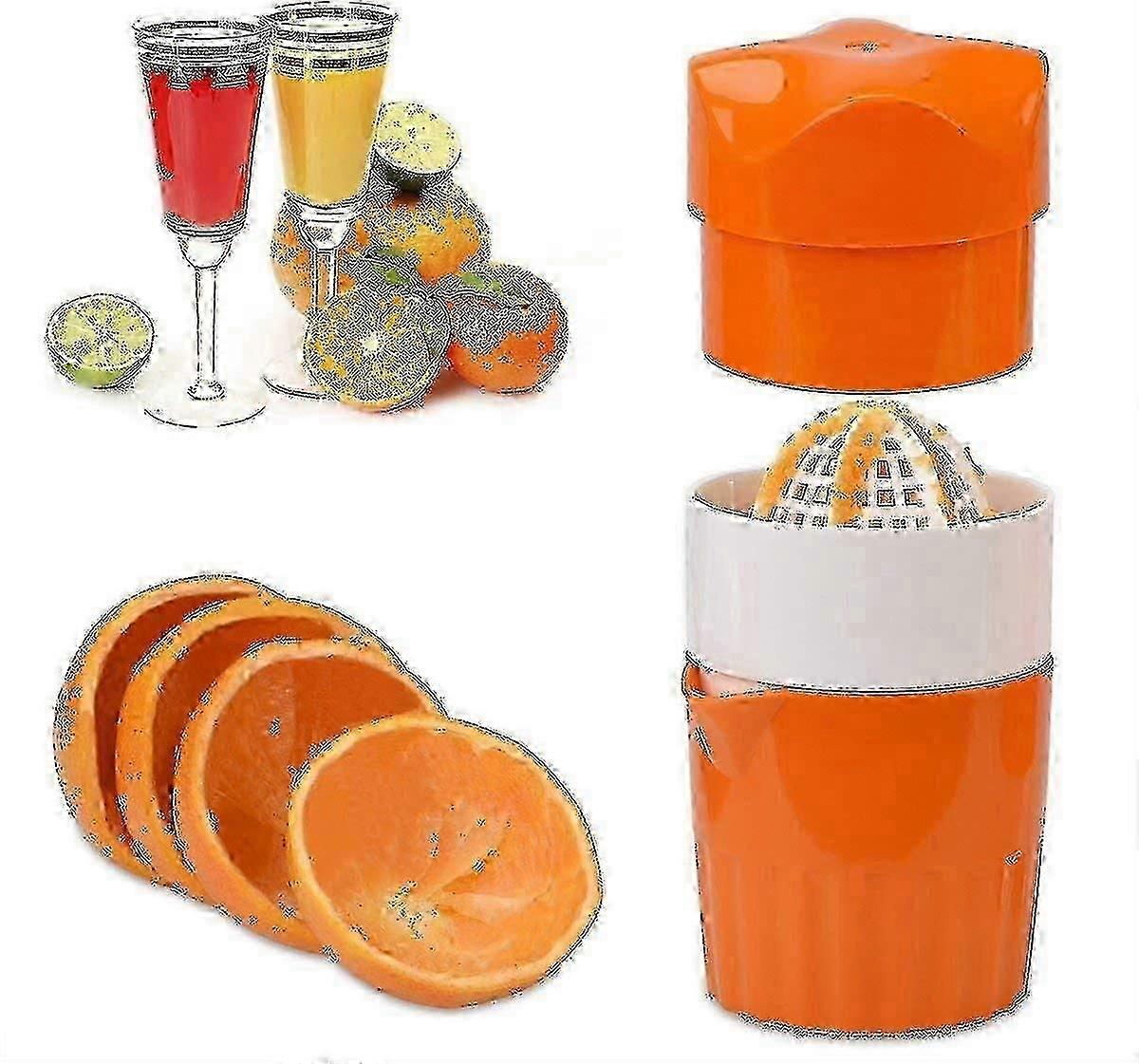 Manual Citrus Juicer with Strainer for Orange Lemon Lime Squeezing (Orange)
