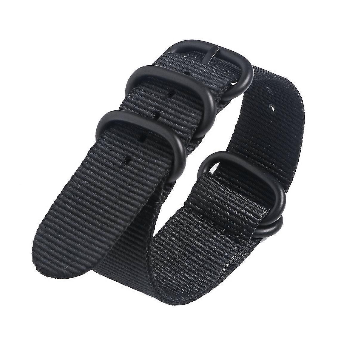Watch Strap Nylon Heavy Duty Watch Bands Function with 5 Rings Black