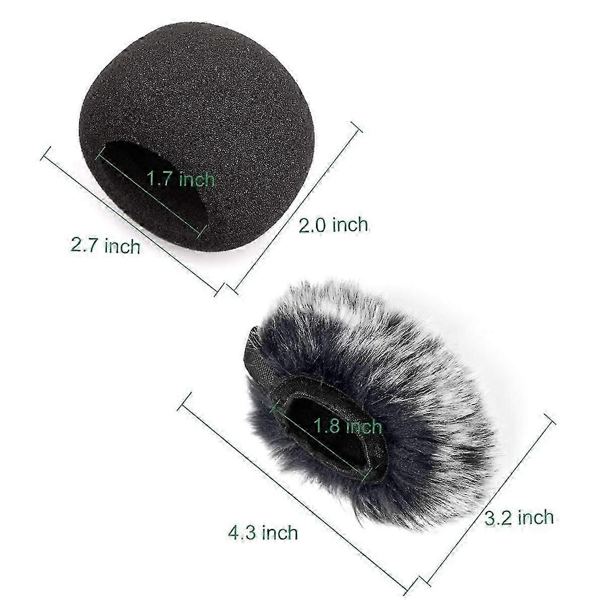 2 Stück Mikrofon-Windschutz, Windschutzscheiben-Muff-Windschutzabdeckung + Schaumstoff-Mikrofon-Windschutzscheibenabdeckung für Zoom H1 H1N-Mikrofon