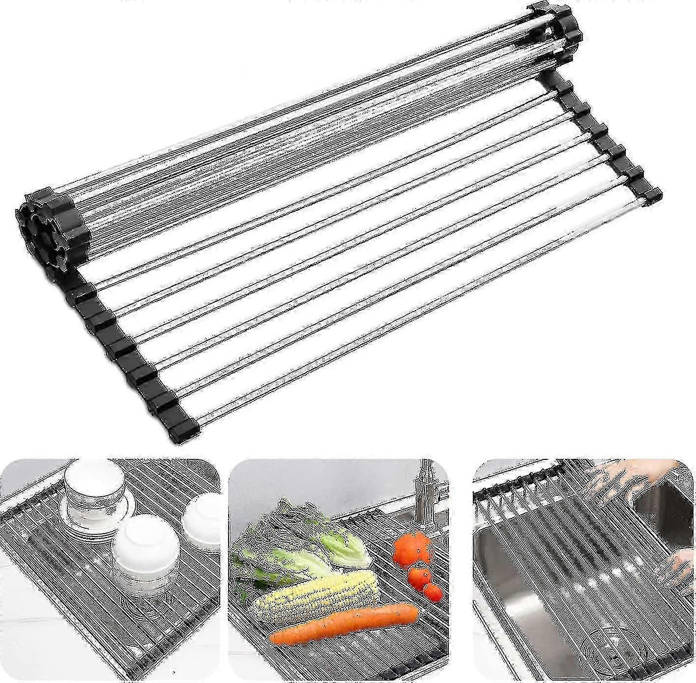 Roll-up Dish Drying Rack-foldable Multipurpose Heat Resistant Stainless Steel