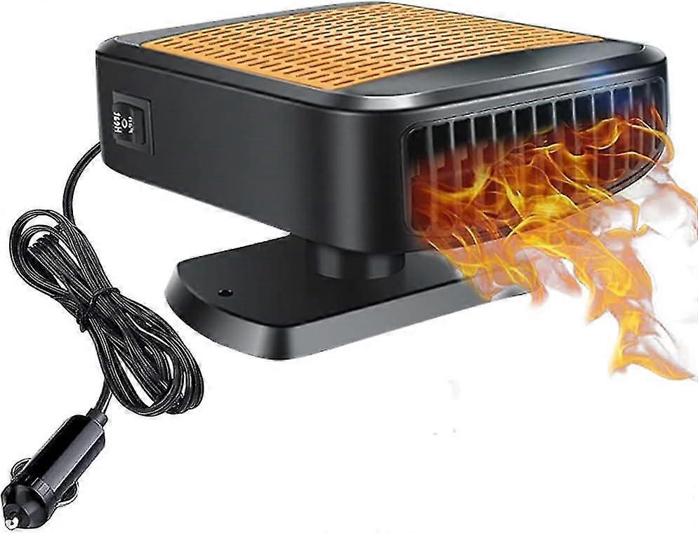 12V 150W Car Heater, 2 in 1 Heating and Cooling Fan, Portable Electric Fan with Cigarette Lighter Socket, 360 Degree Rotating Windshield Defroster.