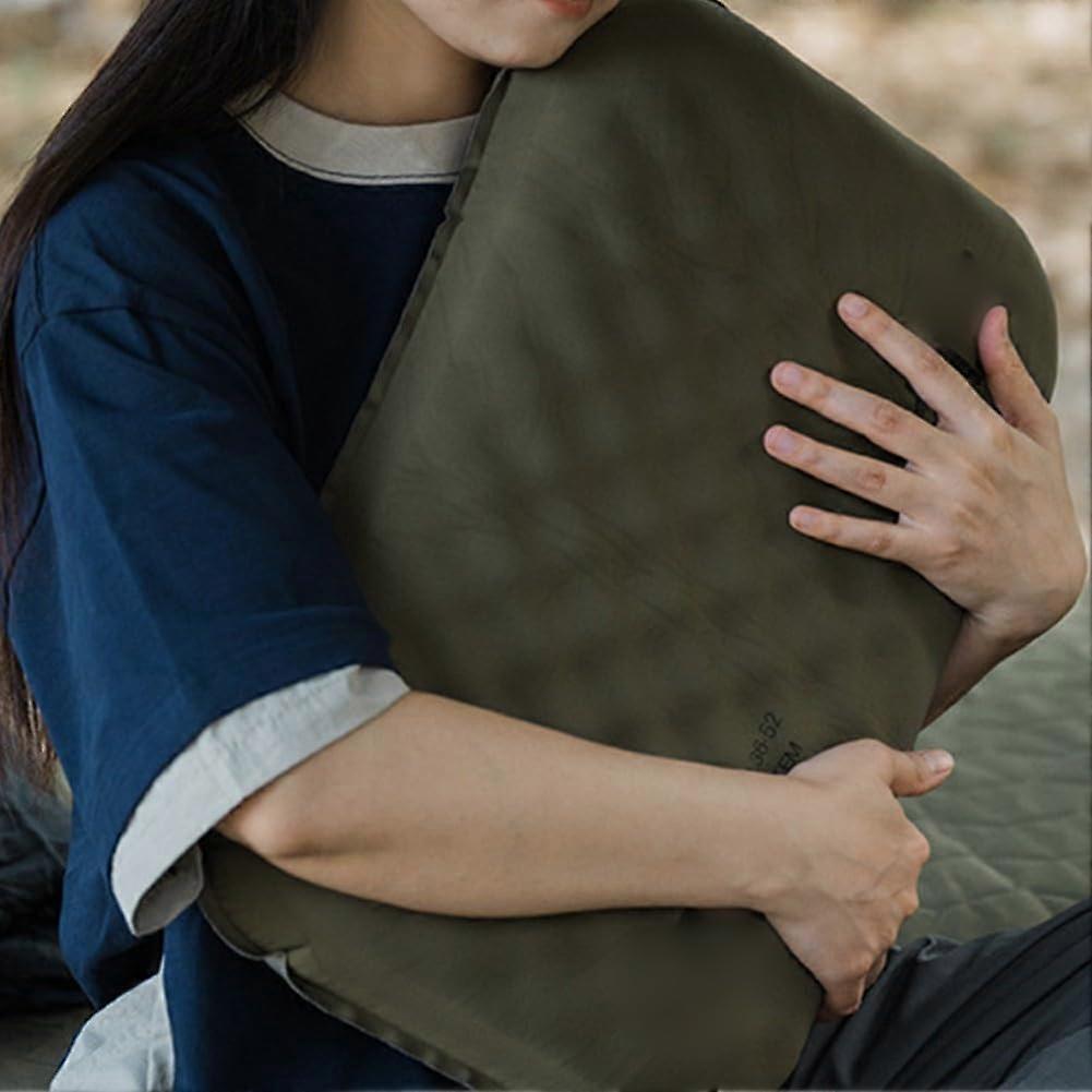 Ergonomic Inflatable Pillow For Camping Air Support And Ice Silk Comfort Black Portable