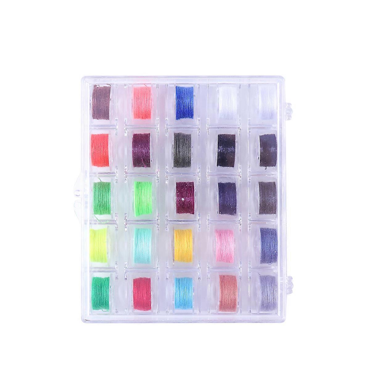 25Pcs Plastic Bobbin Box for Sewing Machine with Assorted Color Thread