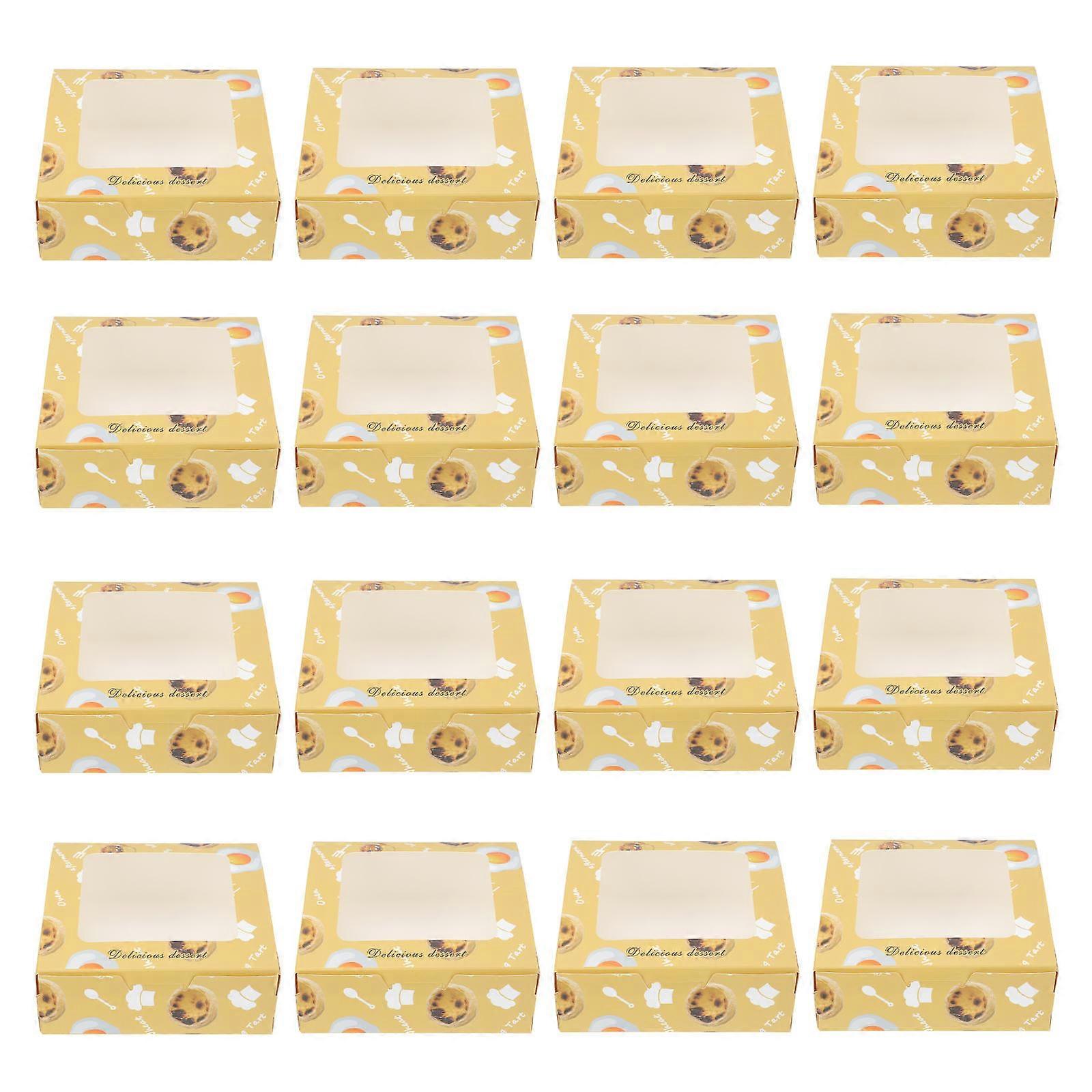 Paper Dessert Box Disposable for Storage 40Pcs Yellow Egg Tart Box