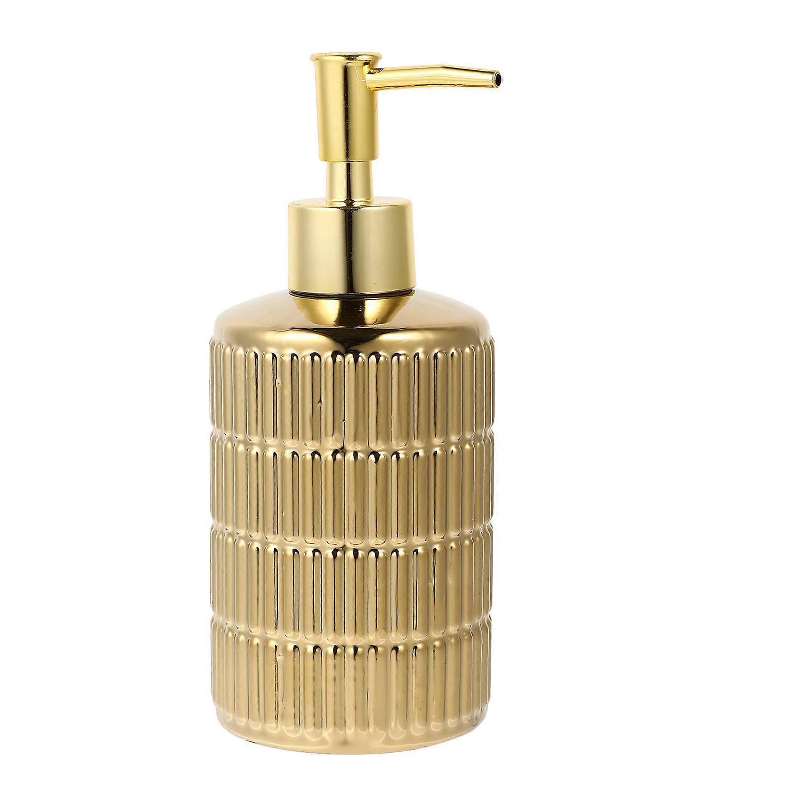 Golden Ceramic Soap Bottle for Liquid Dispensing 3Pcs Bathroom Use