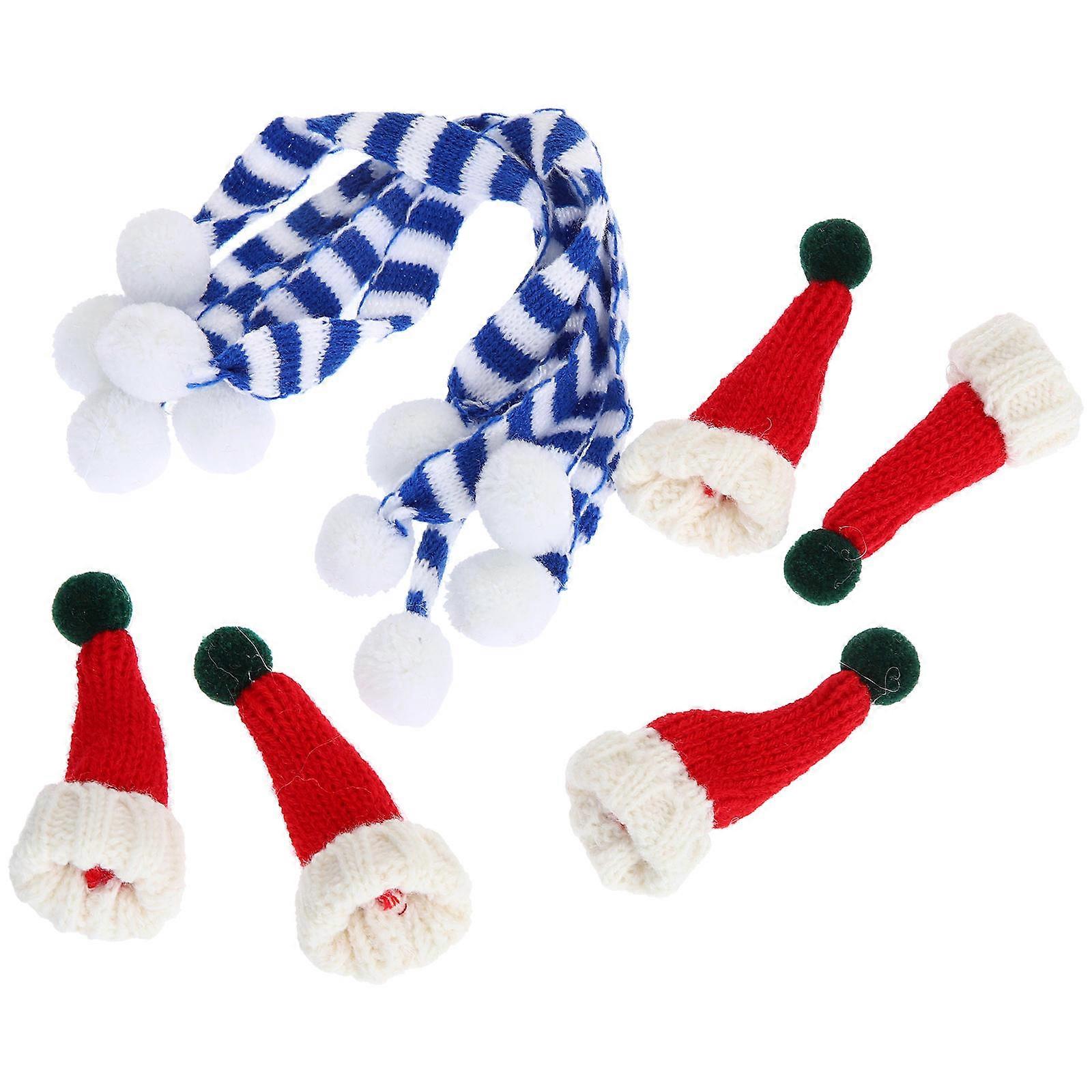 Mini Santa Hats And Christmas Scarfs For Dolls And Plants In Assorted Color With Decoration 25 Sets