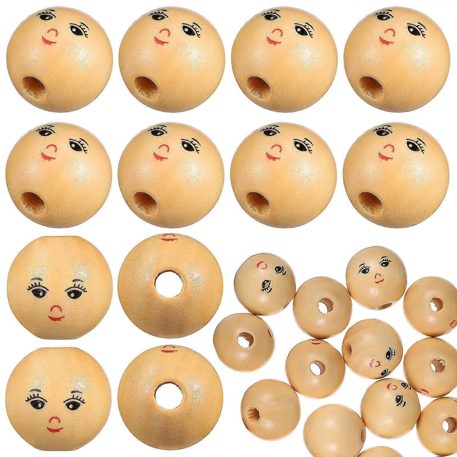Smile Beads Wooden Beads for Crafts 100Pcs Small Assorted Color