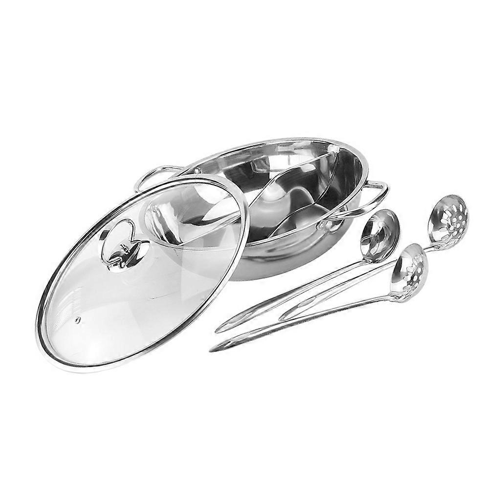 Hot Pot Cooker Non-Leak Anti-Scalding Handle Suitable for Various Stoves Silver 12.6×12.6×3.7in 1Set