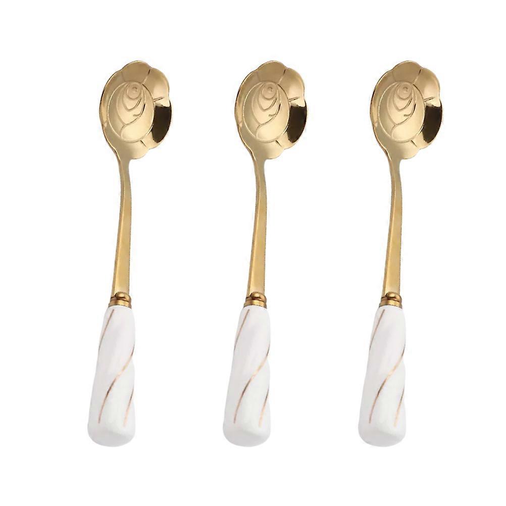 Creative Rose Simulated Spoon Stainless Steel for Coffee Mixing 9Pcs